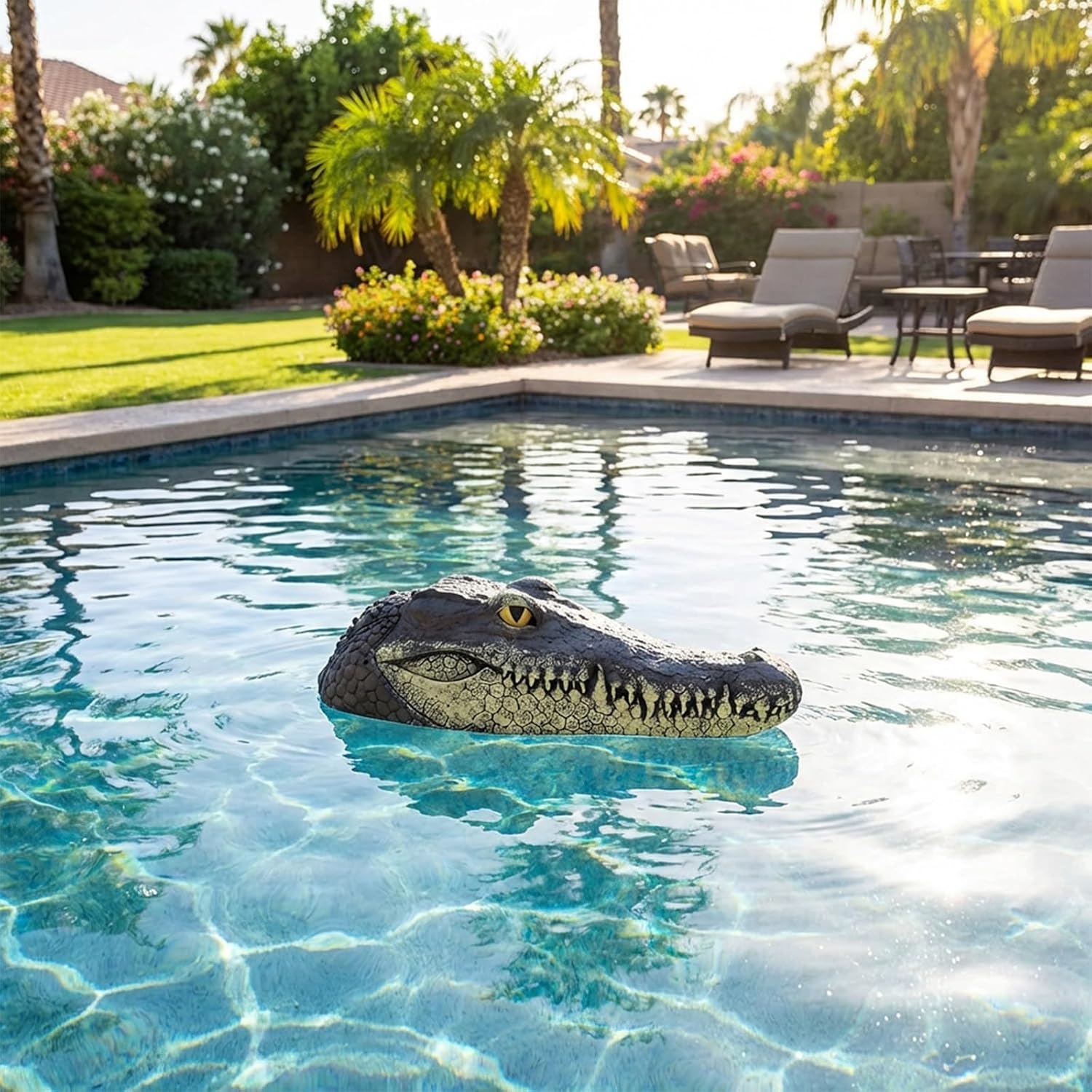 Pond Floating Alligator Head Decoy, Outdoor Pools Float Fake Gator Head Duck Detterent for Pool, Crocodile Head for Decorations, Swimming Pool
