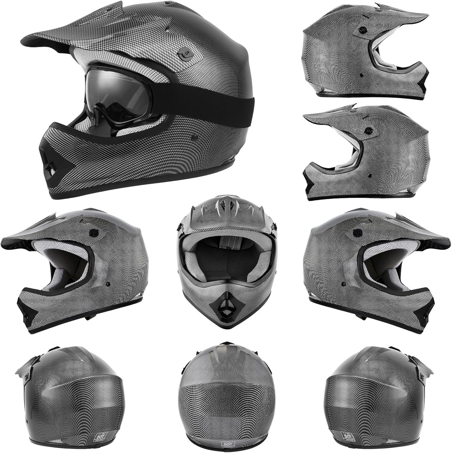 TCMT Youth Dirt Bike Helmet DOT Certified - Kids Full Face Motocross ATV Helmet with Goggles, Gloves and Helmet Bag for Off-Road, BMX, MX, Street Riding