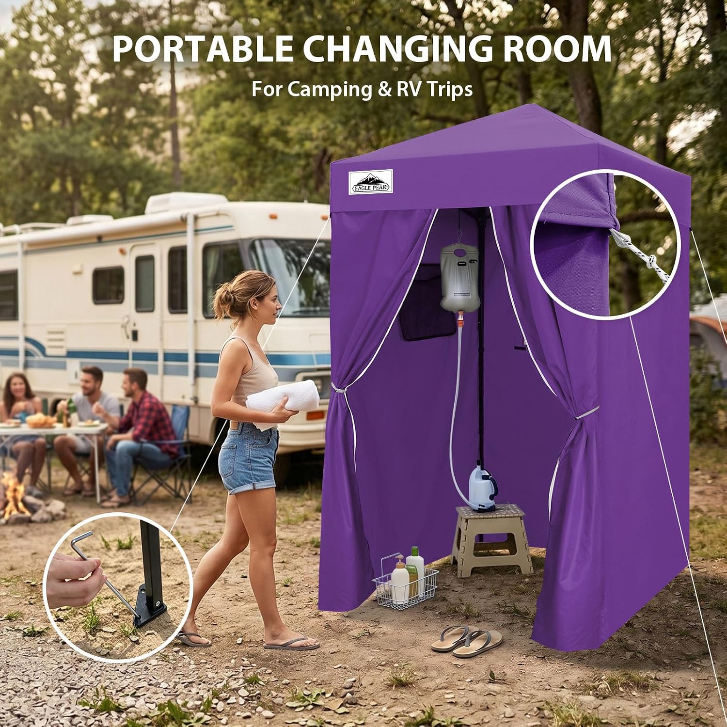 EAGLE PEAK 4x4 Pop Up Changing Tent, Outdoor Changing Room, Gray/White