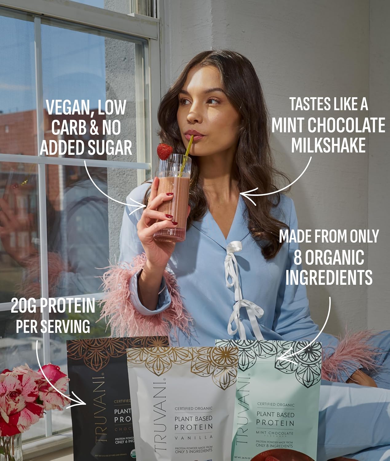 Truvani Organic Plant Based Protein Powder | Chocolate | 1 Serving