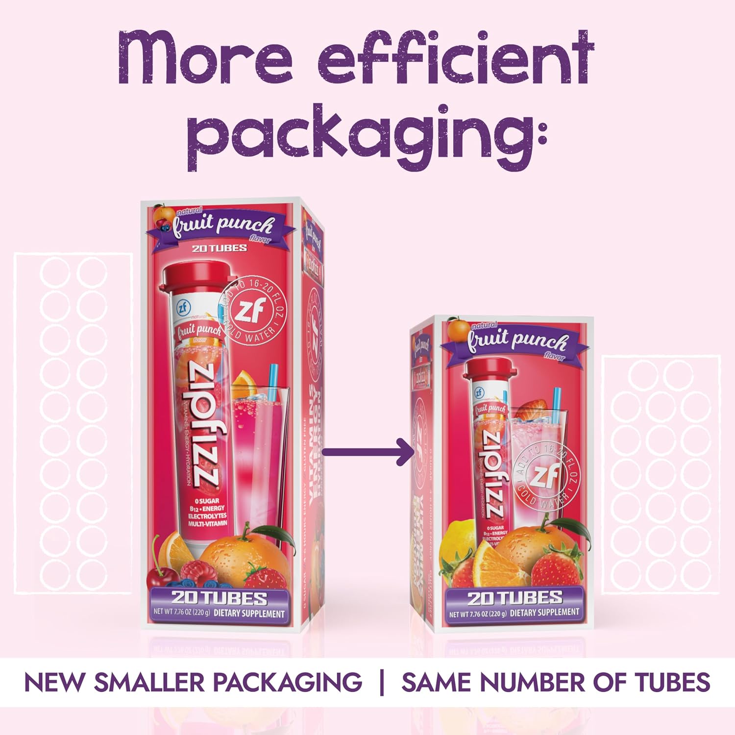 Zipfizz Energy Drink Powder, 20 Pack B12 Electrolyte - Pink Lemonade | Hydration tubes with vitamin drink benefits, 100mg caffeine, B12, electrolytes, & no artificial sugar for active lifestyle