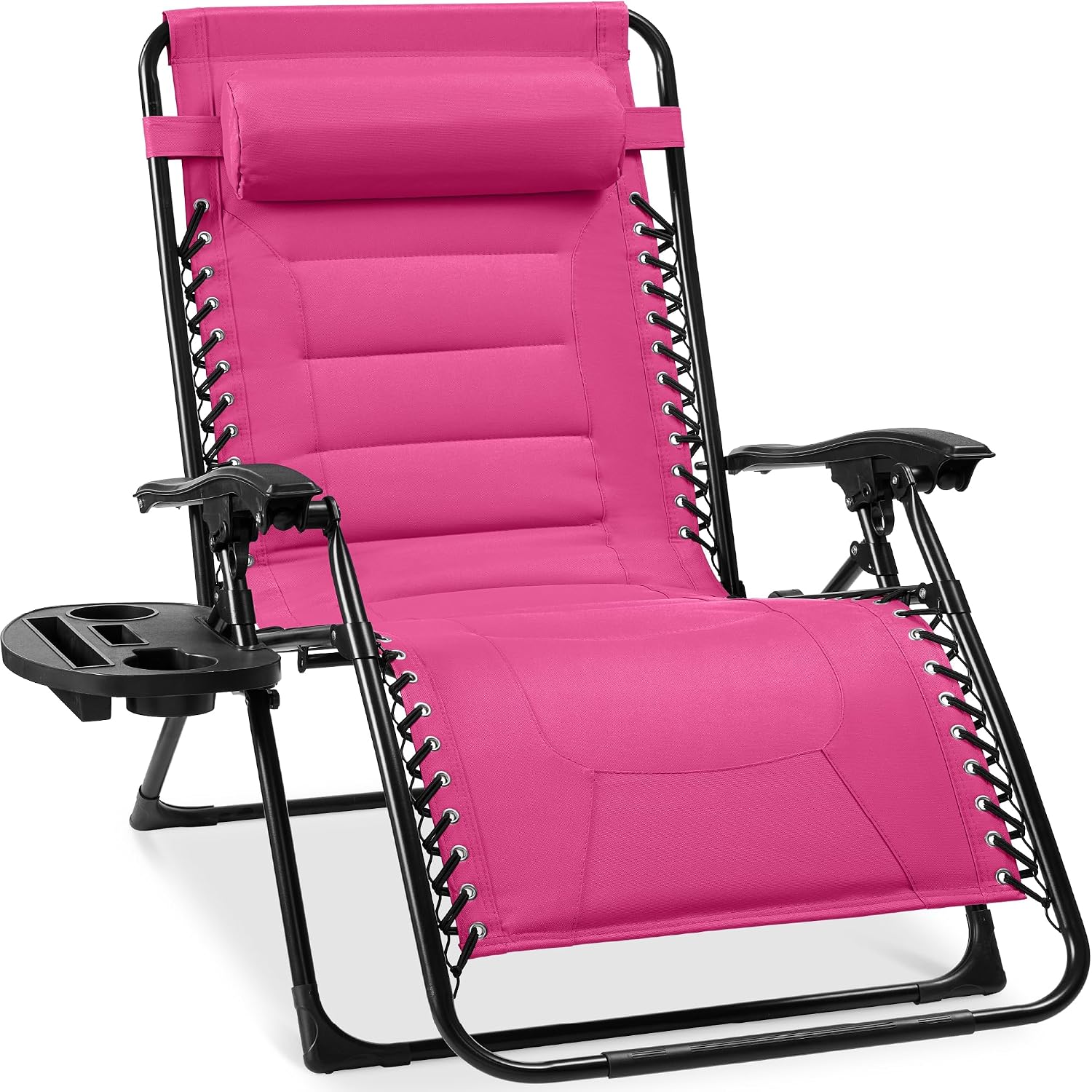 Best Choice Products Oversized Padded Zero Gravity Chair, Folding Outdoor Patio Recliner, XL Anti Gravity Lounger for Backyard w/Headrest, Cup Holder