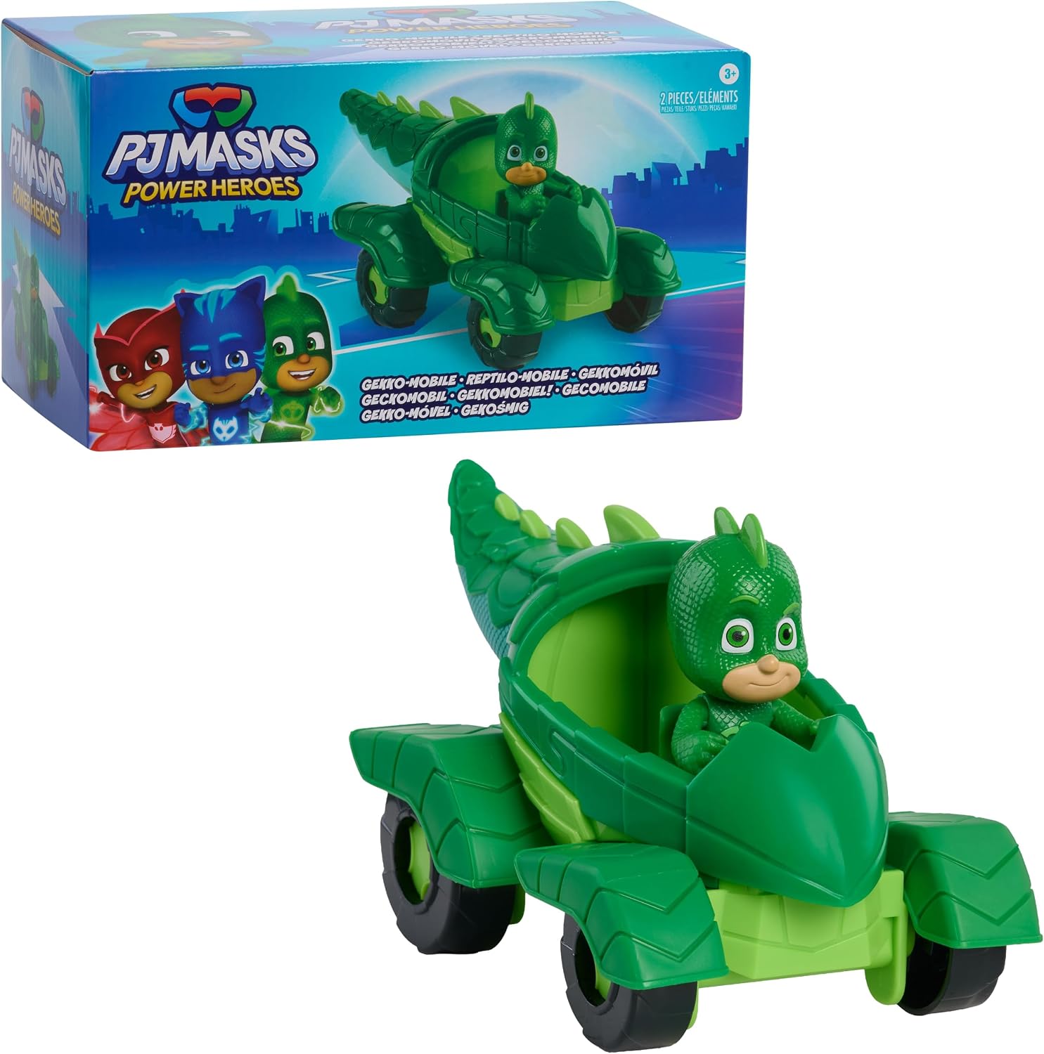 PJ Masks Gekko & Gekko Mobile Toy, Poseable Green Action Figure and Vehicle