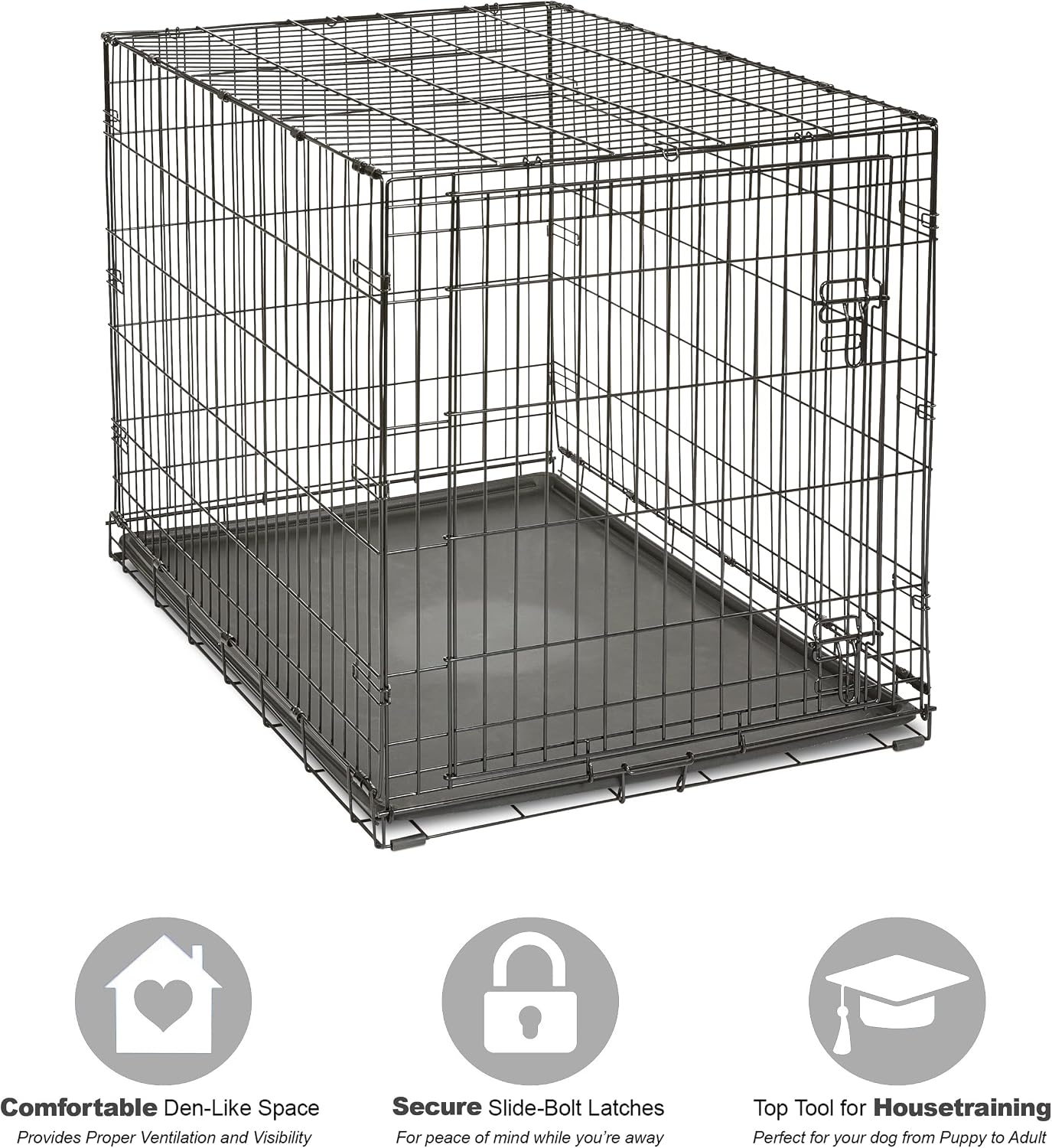 Midwest Homes for Pets 24-Inch New World Crate for Small Breeds, 12-20 lbs, Double Door Folding Dog Crate, Leak-Proof Tray & Secure Latches, Portable, Durable & Easy to Assemble