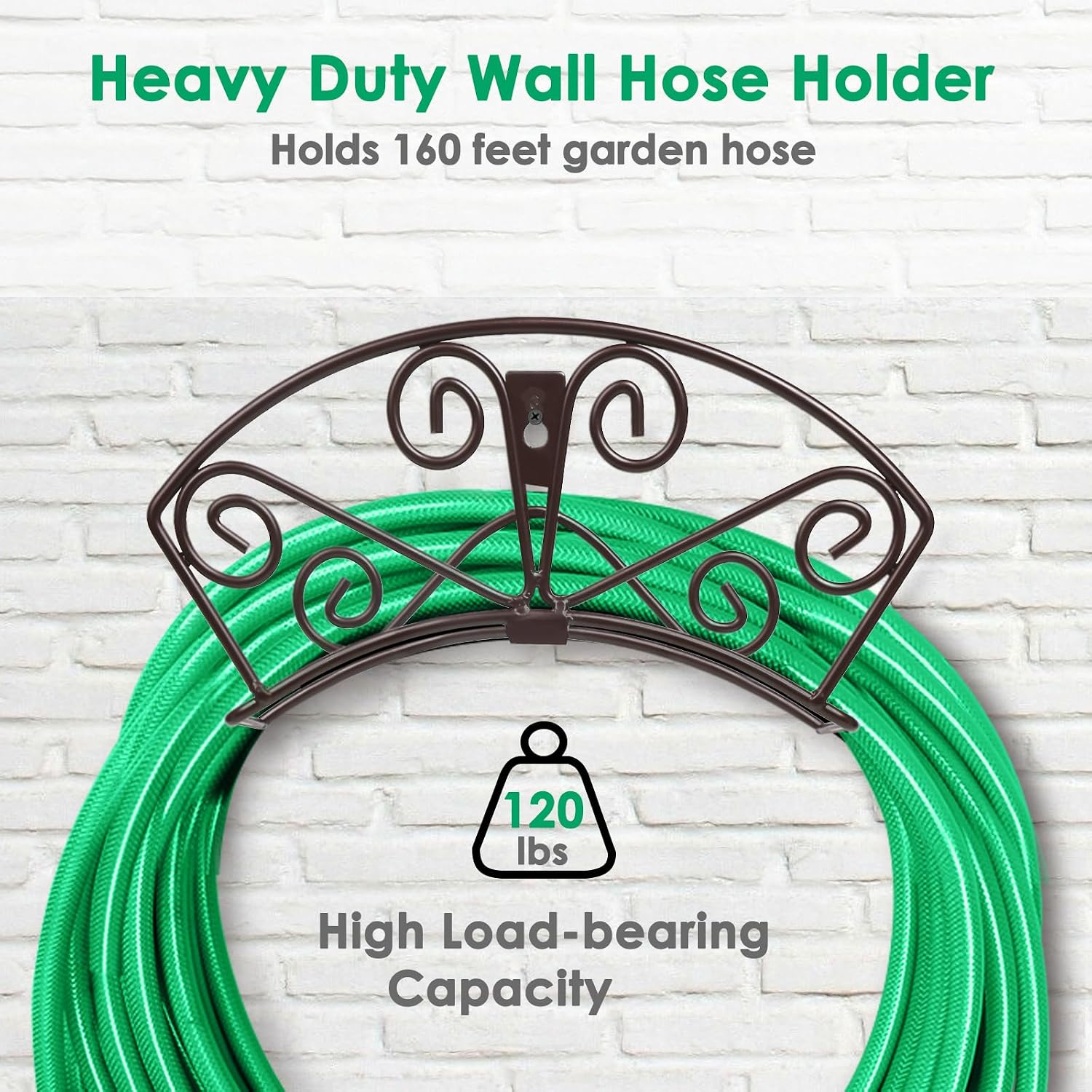 TomCare Garden Hose Holder, Heavy Duty 150 ft Capacity Hose Hanger