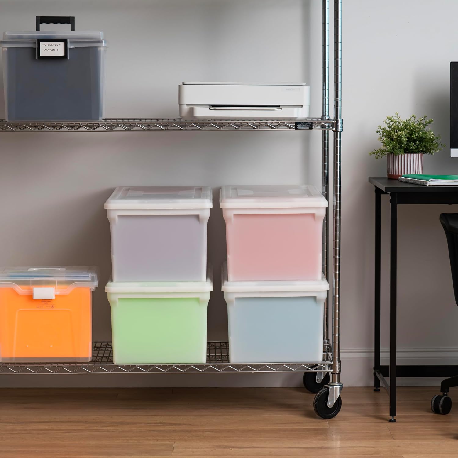 IRIS USA 5-Pack 44 Qt. Letter File Box with Hinged Lid, Clear | Protect important documents, letter and legal files with secure storage for home offices, moving, and long-term organization