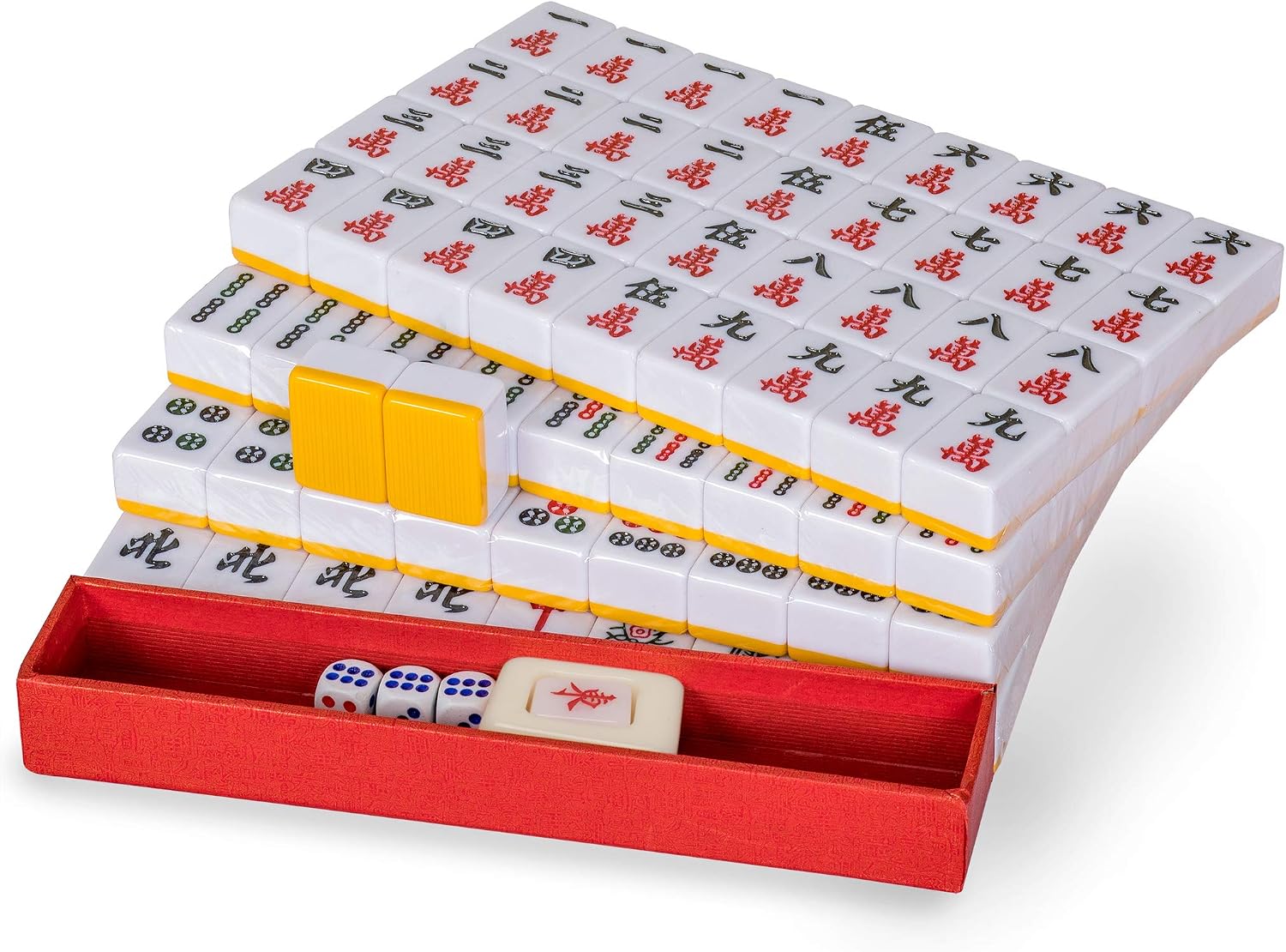 Yellow Mountain Imports Chinese Mahjong Set – Rouge Heritage – 146 Medium Tiles, Professional Set for Chinese-Style Play [中式麻將 專業套裝]