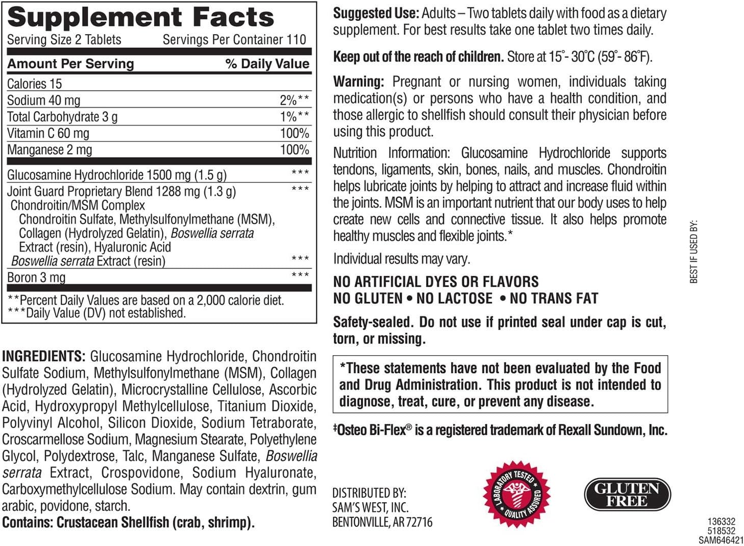 Member's Mark Triple Strength Glucosamine Chondroitin MSM (220 Count)