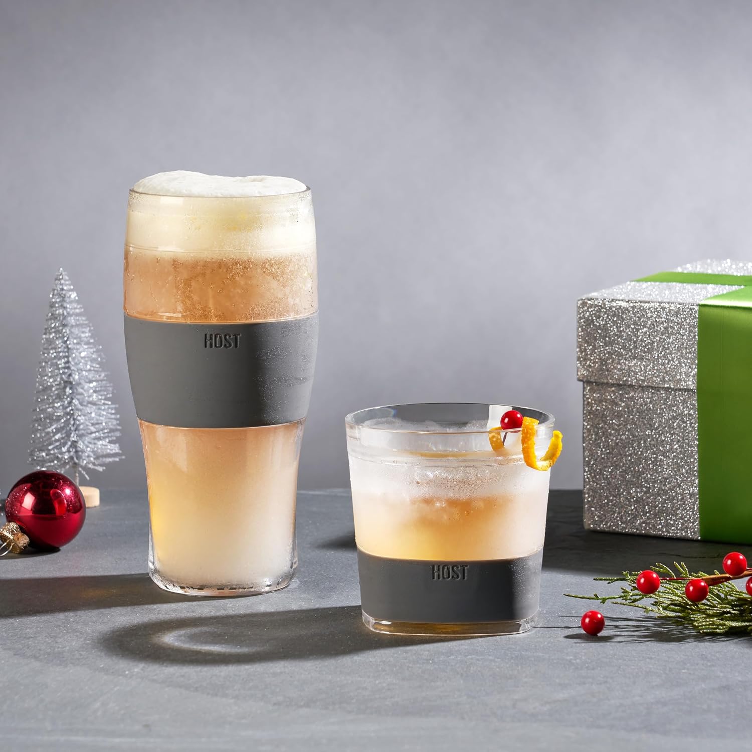Host FREEZE Beer Glasses, Frozen Beer Mugs, Freezable Pint Glass Set, Insulated Pint Glass to Keep Your Drinks Cold, Double Walled Insulated Glasses