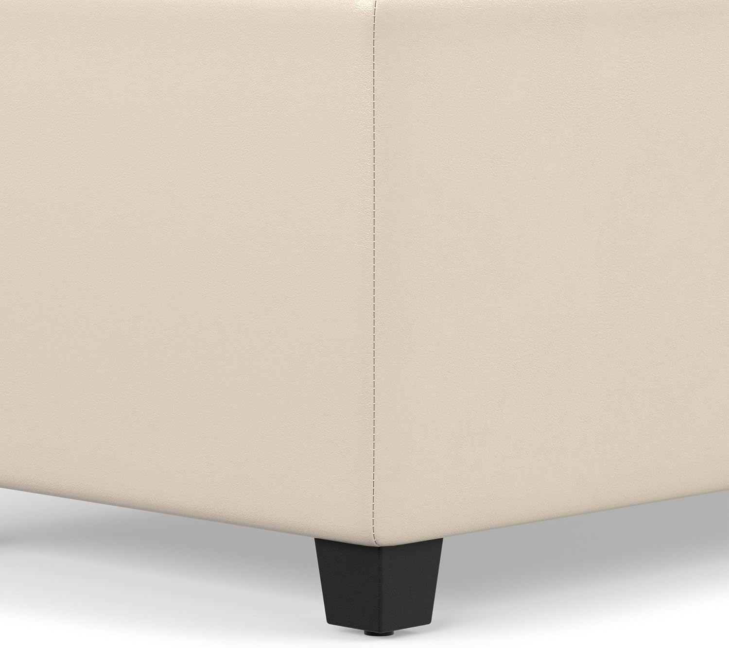 SIMPLIHOME Avalon 54" Wide Vegan Leather Storage Ottoman in Tanners Brown