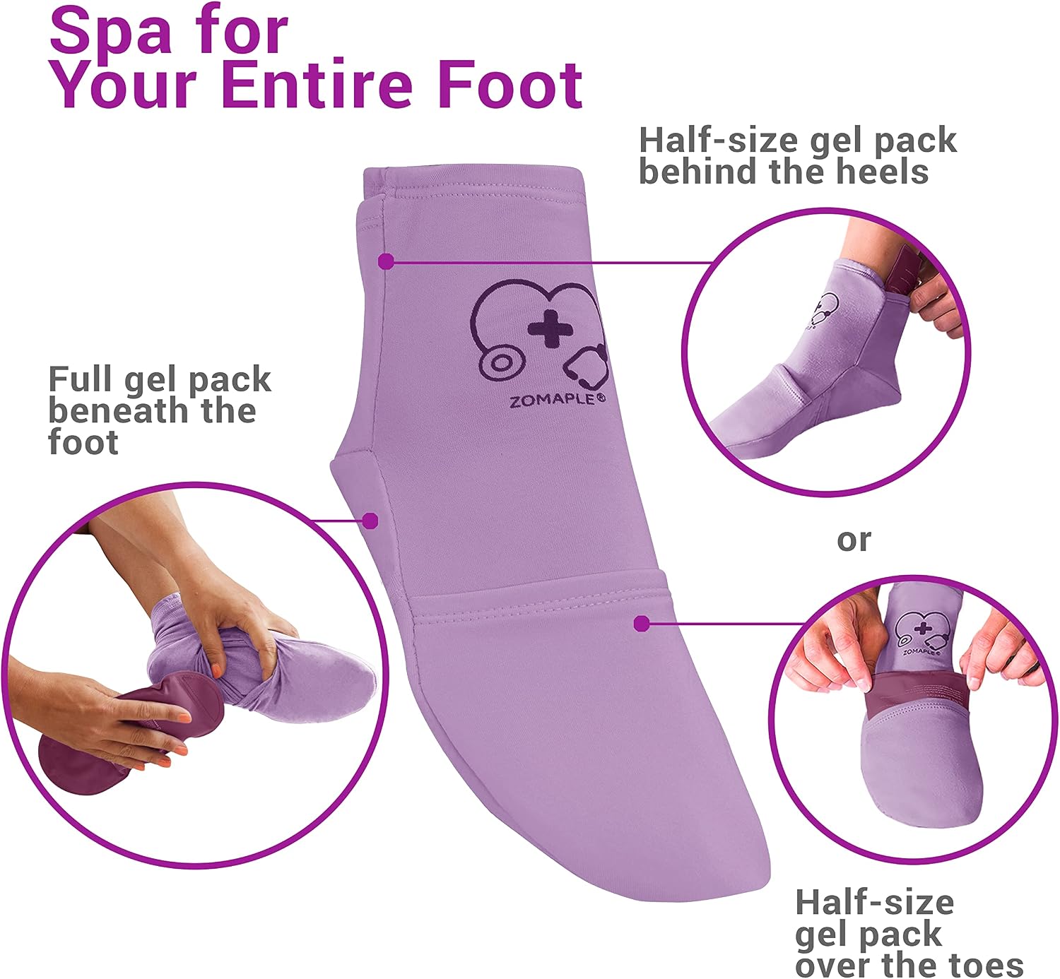 Zomaple Cold Therapy Socks, 2 Gel Packs for Neuropathy & Hot Feet Comfort