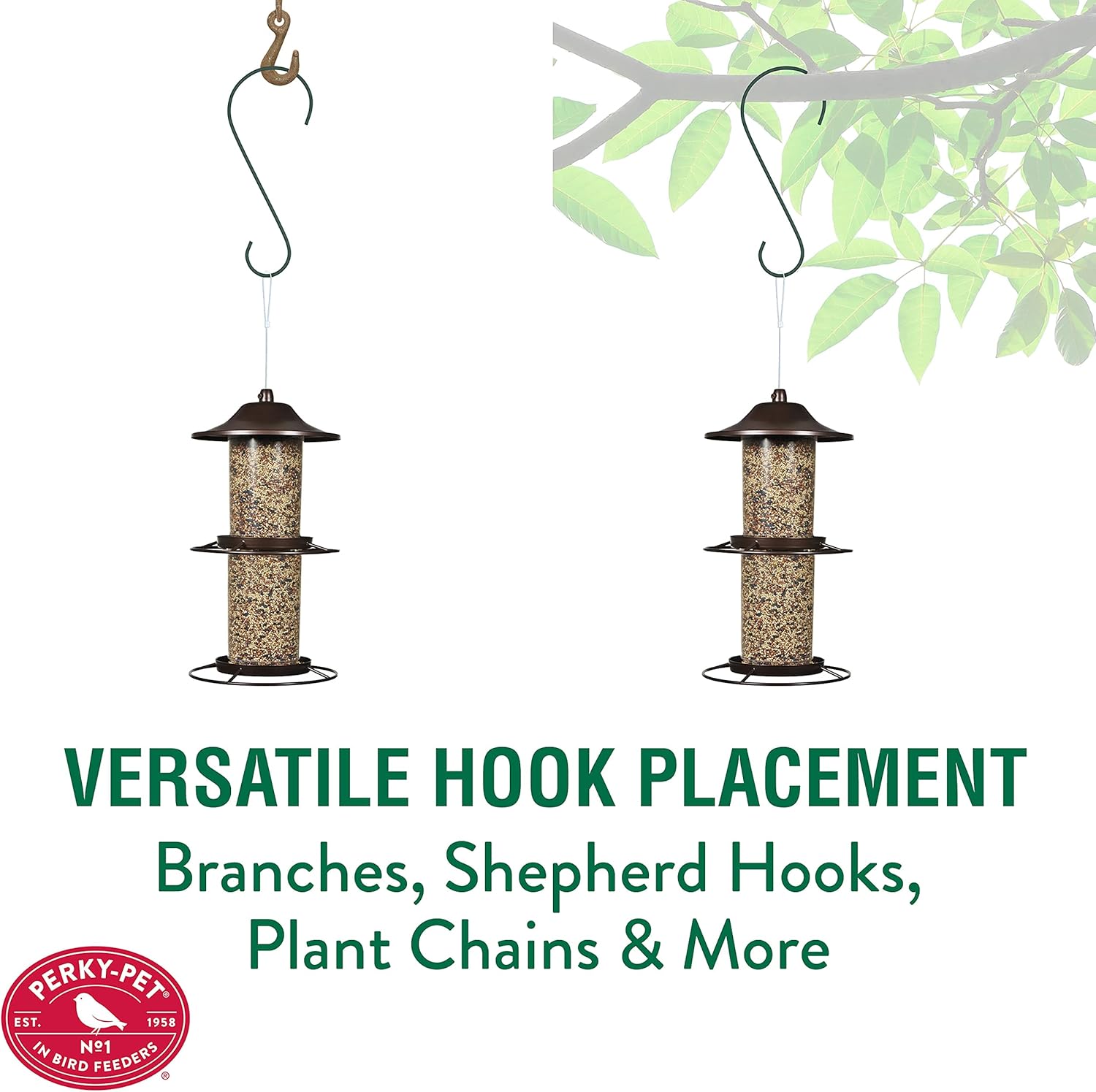 Perky-Pet Large 2-Tier Panorama Wild Bird Outdoor Feeder with Hanging Hook - 325SCOMBO-1SR - 4.5 lb Seed Capacity - Durable Construction - Versatile