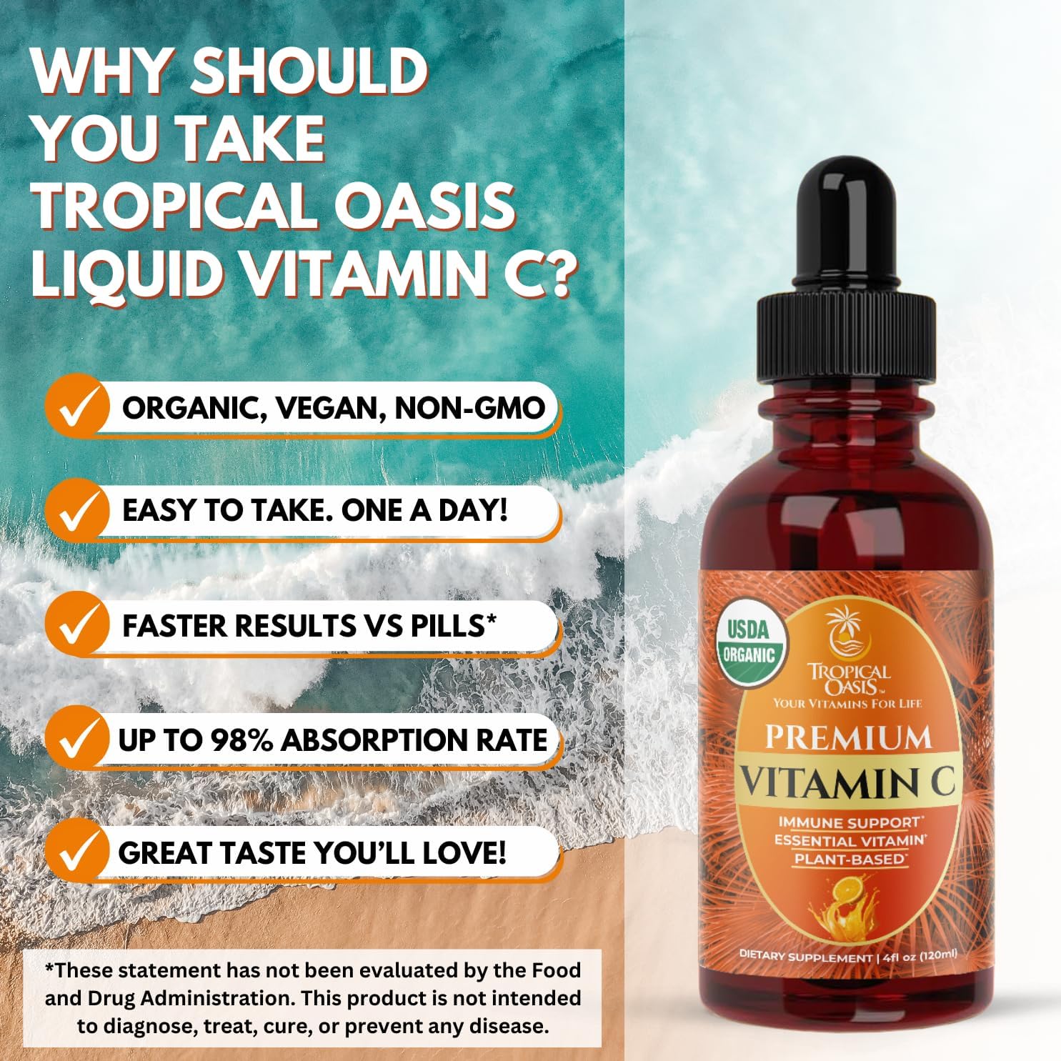 Mega Premium Liquid Multivitamin | Natural Immune Support Vitamin w/ 1333% Vitamin C, 200% D3, Zinc + 20 Vitamins, 70 Minerals, & 21 Amino Acids | Sugar Free | Orange Flavor | 98% Absorption | 32 Serv