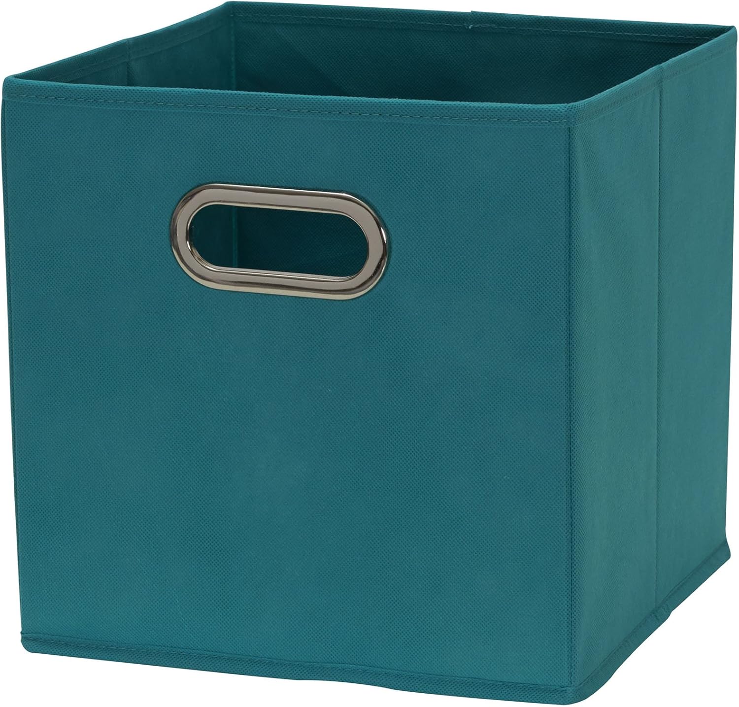 Household Essentials Fabric Storage Bins 6 Piece Set, Strong Poly-Woven Fabric, Sturdy Chipboard Sides, Grommet Front Handle, Stackable and Foldable, Classic Design, Navy