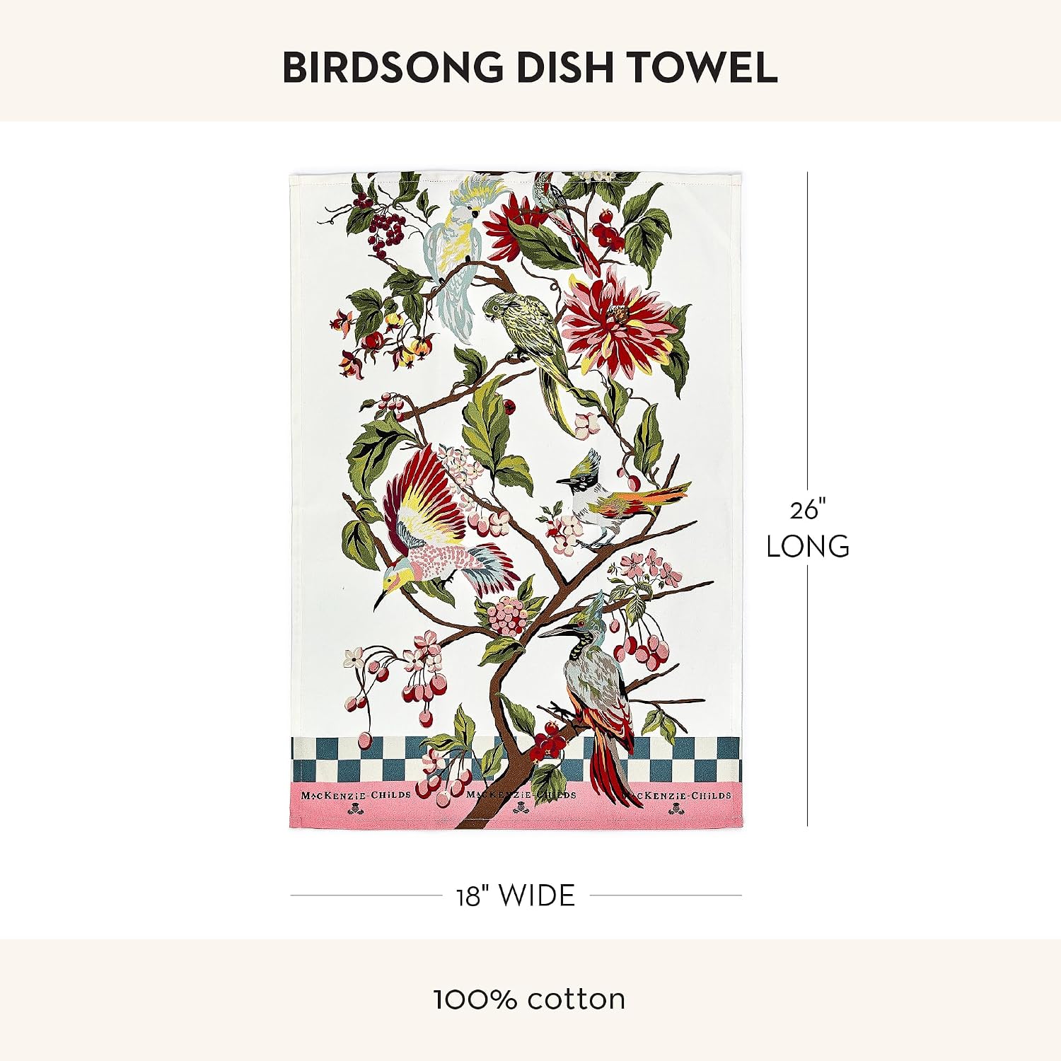 MACKENZIE-CHILDS Cotton Dish Towel, Hydrangea Tea Kettle