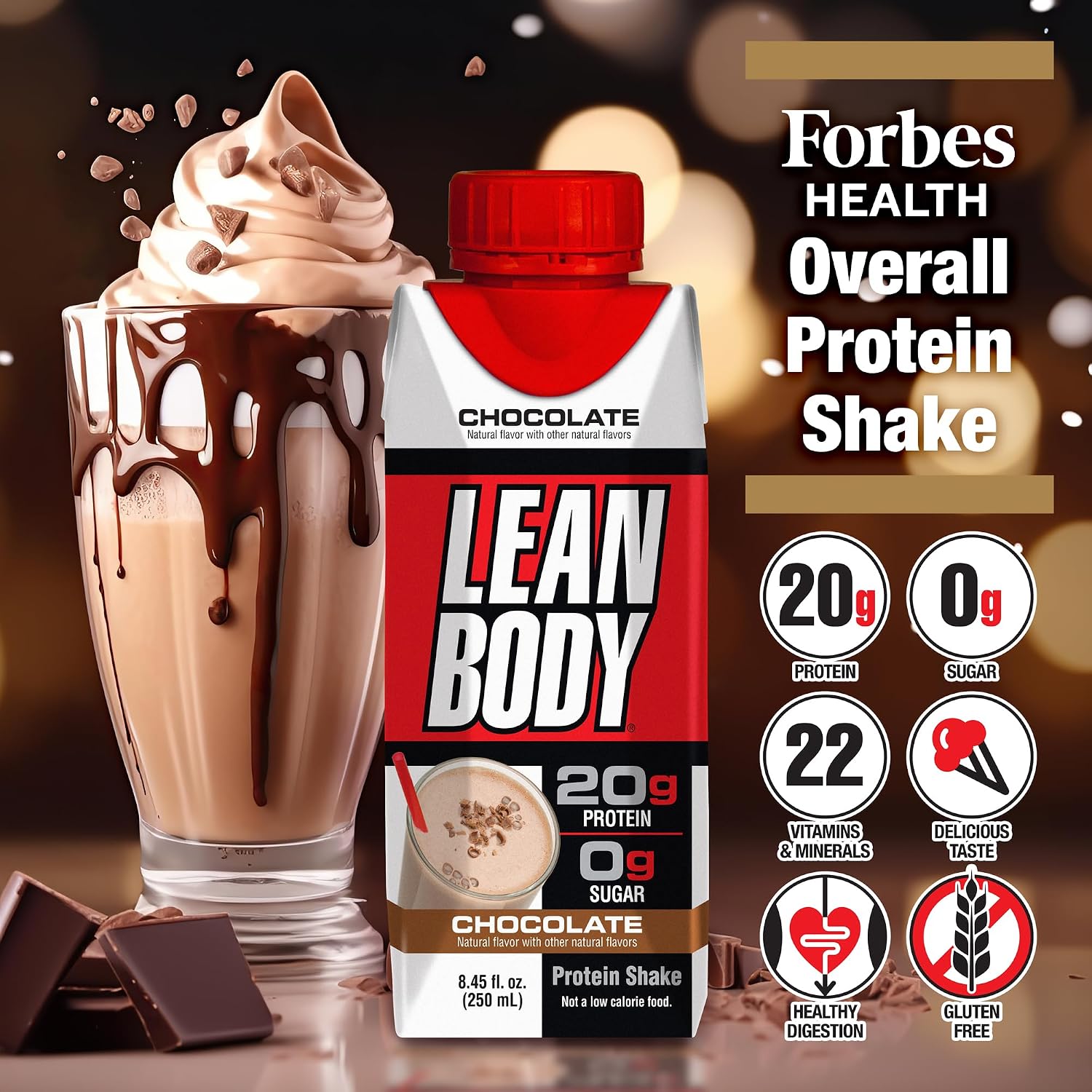 Labrada Lean Body Ready-to-Drink Chocolate Protein Shake, 40g Protein, Whey Blend, 0 Sugar, Gluten Free, 22 Vitamins & Minerals, LABRADA, 17 Fl Oz (Pack of 12)