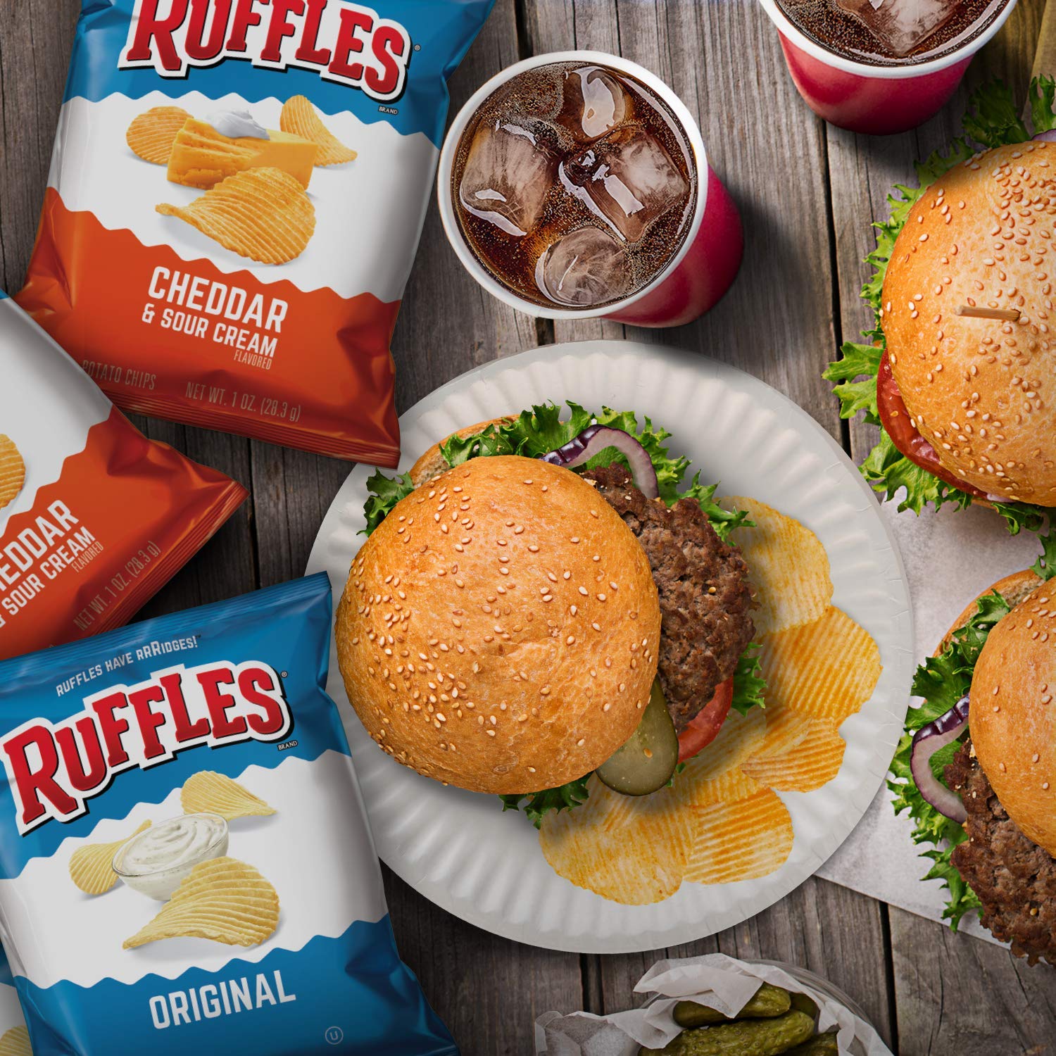 Ruffles Potato Chips, Queso, Cheddar Cheese, 8 Ounce