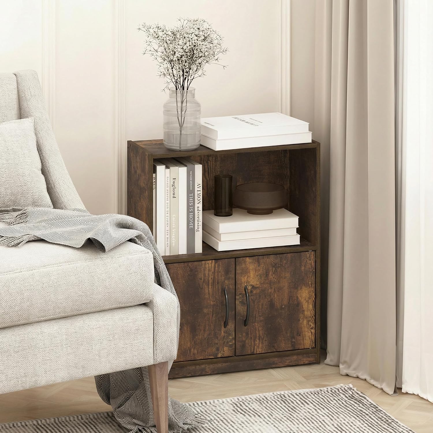 Furinno Jaya Book Shelf, 3-Tier Bookshelf, Bookcase with Adjustable Shelves, 9.5 x 24.5 x 40.3, for Organization and Storage, for Living Room, Bedroom, Home Office, White