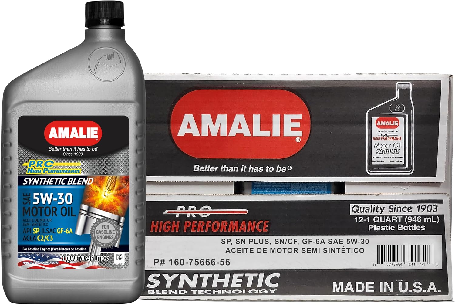 Pro High Performance Synthetic Blend 15W-50 Motor Oil (160-75636-56) 1 Quart Bottle, Pack of 12 | Made in USA