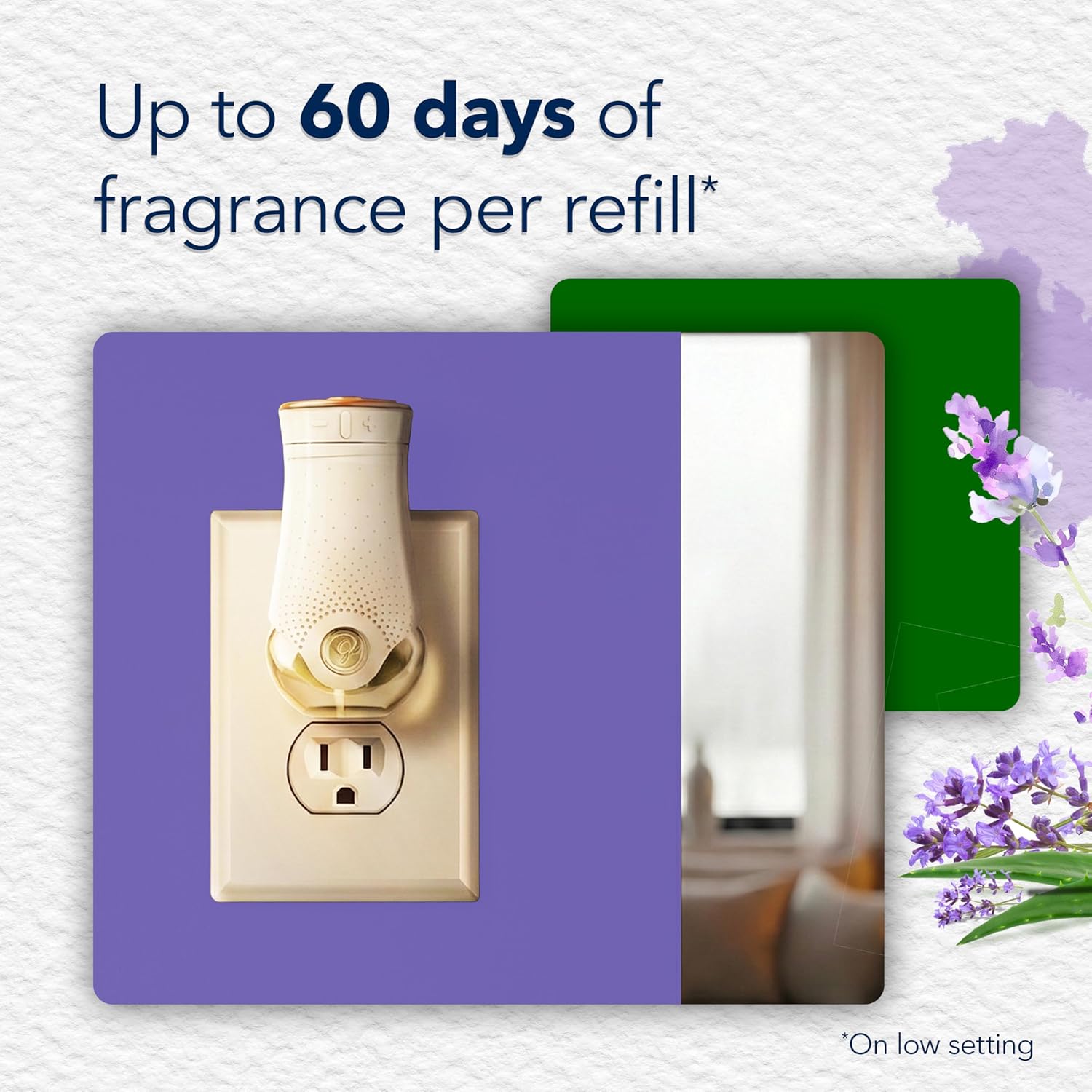 Glade PlugIns Refills Air Freshener, Scented and Essential Oils for Home and Bathroom, Tranquil Lavender & Aloe, 1.34 Fl Oz, 2 Count