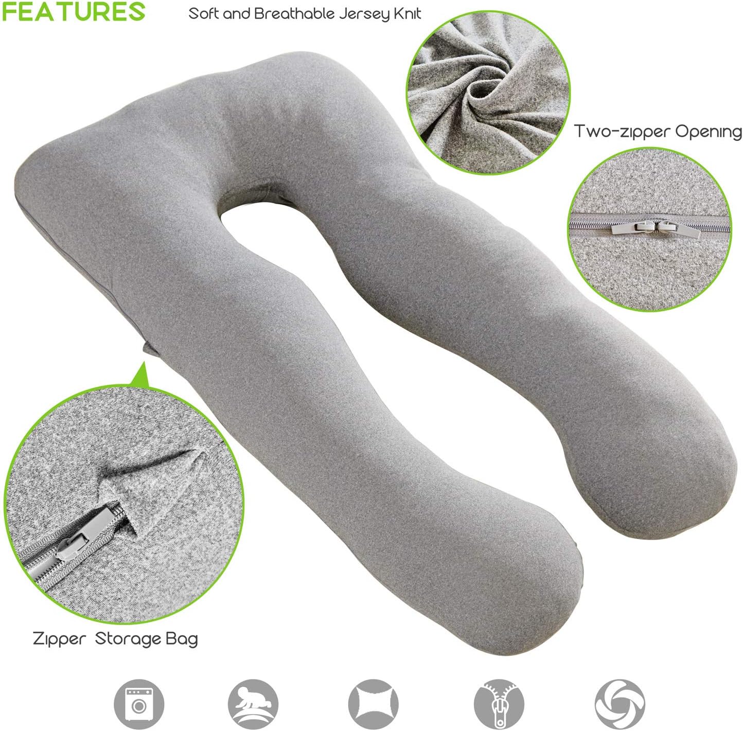 COSMOPLUS 𝐏𝐫𝐞𝐠𝐧𝐚𝐧𝐜𝐲 𝐏𝐢𝐥𝐥𝐨𝐰 𝐂𝐨𝐯𝐞𝐫 U Shaped Full Body Pillow Case 𝐂𝐨𝐯𝐞𝐫 for