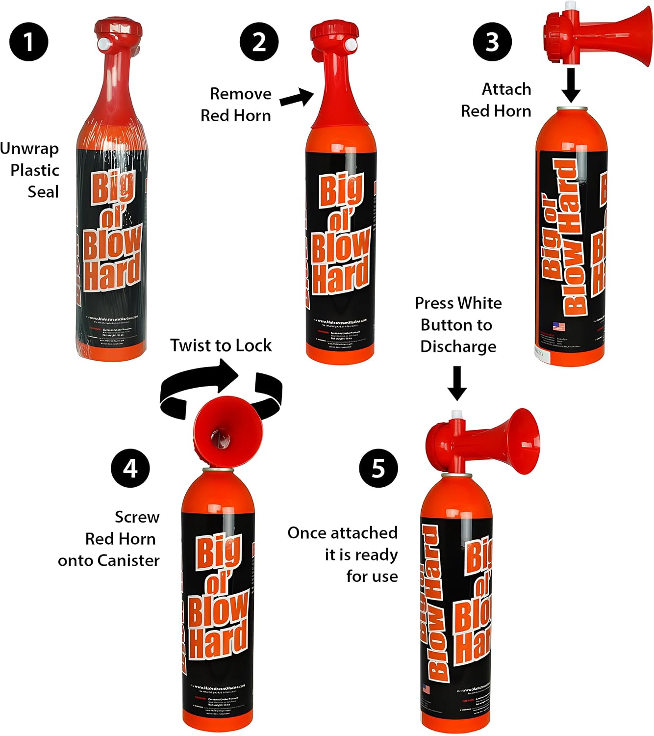 Big Ol' Blowhard Loud Air Horn for Boat, Bear Deterrent & Marine Safety