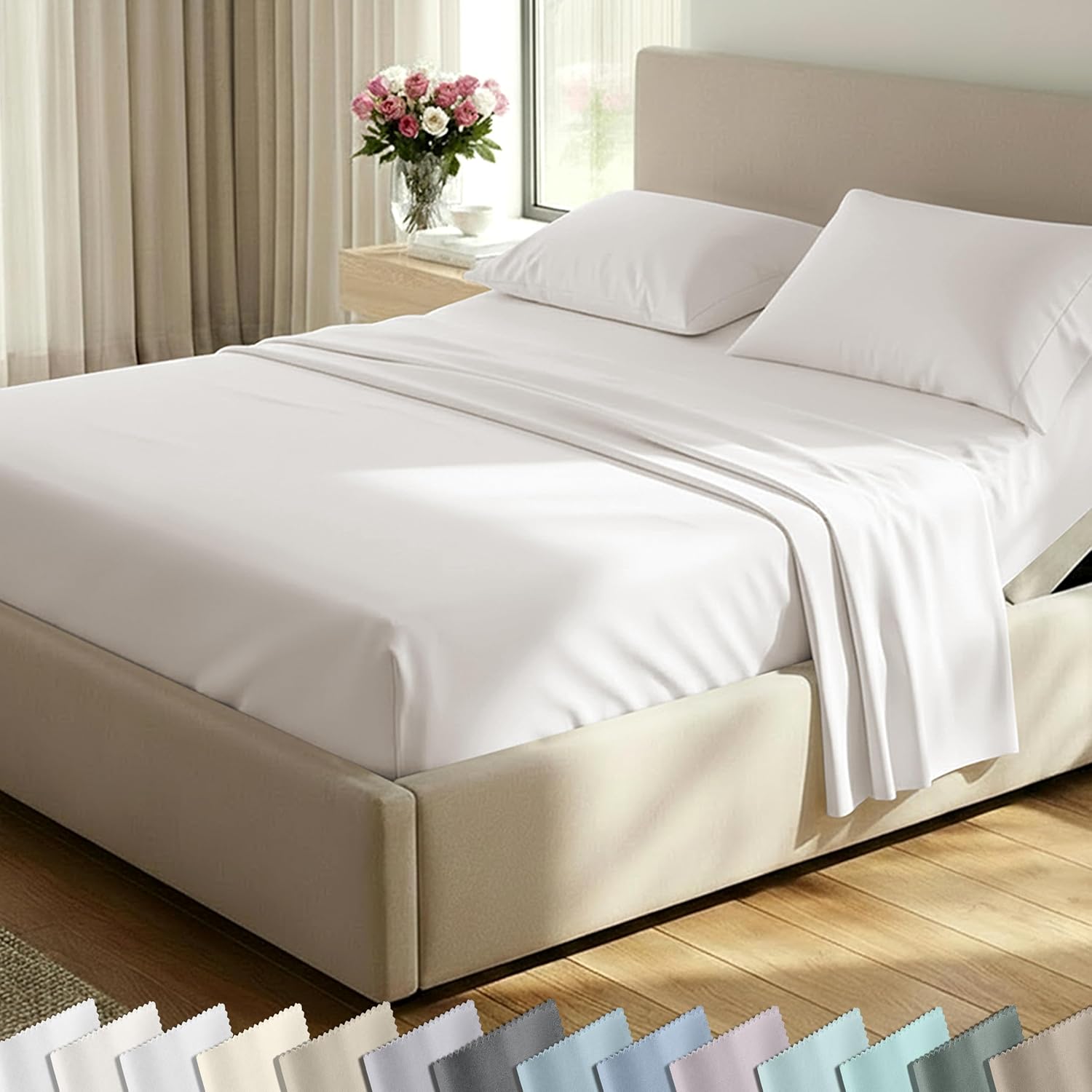 California Design Den Luxury 600 Thread Count Full Size Sheet Sets, Seafoam | 100% Cotton Sateen Backed by Good Housekeeping Seal, Soft & Smooth, 16" Deep Pocket, All-Around Elastic, Durable, Easy Care