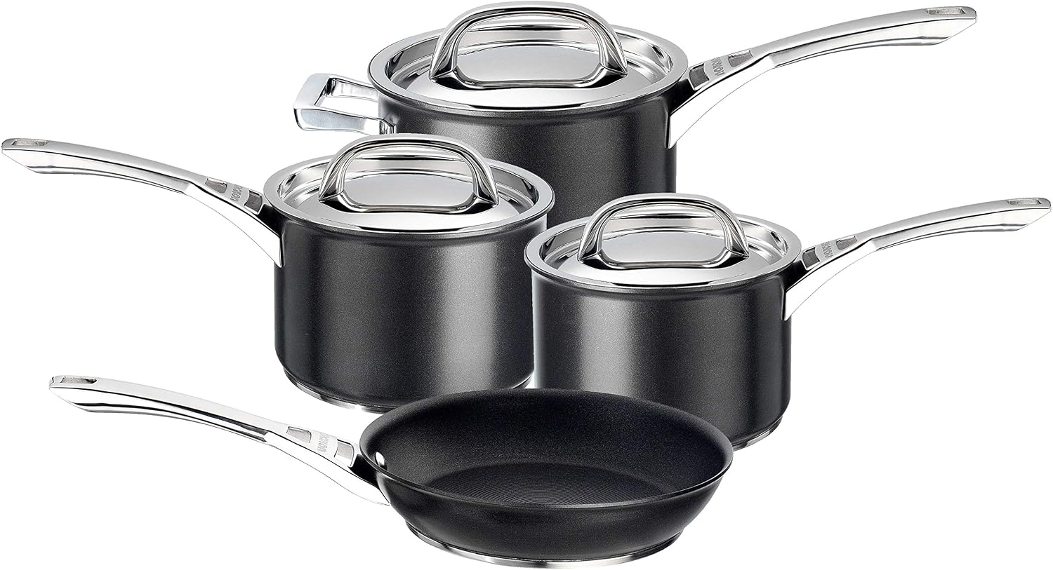 Circulon Infinite Induction Hob Pan Set - 6 Piece Non Stick Pots and Pans Sets with Stainless Steel Lids & Handles, Premium Dishwasher Safe Cookware, Black