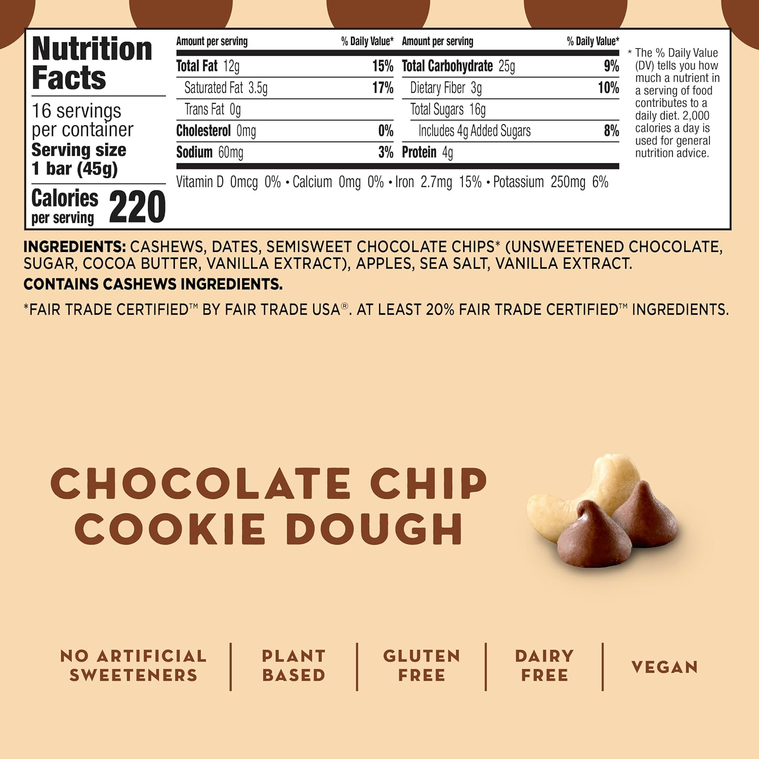 Larabar Chocolate Chip Cookie Dough, Fruit & Nut Bars, 18 ct, 28.8 oz