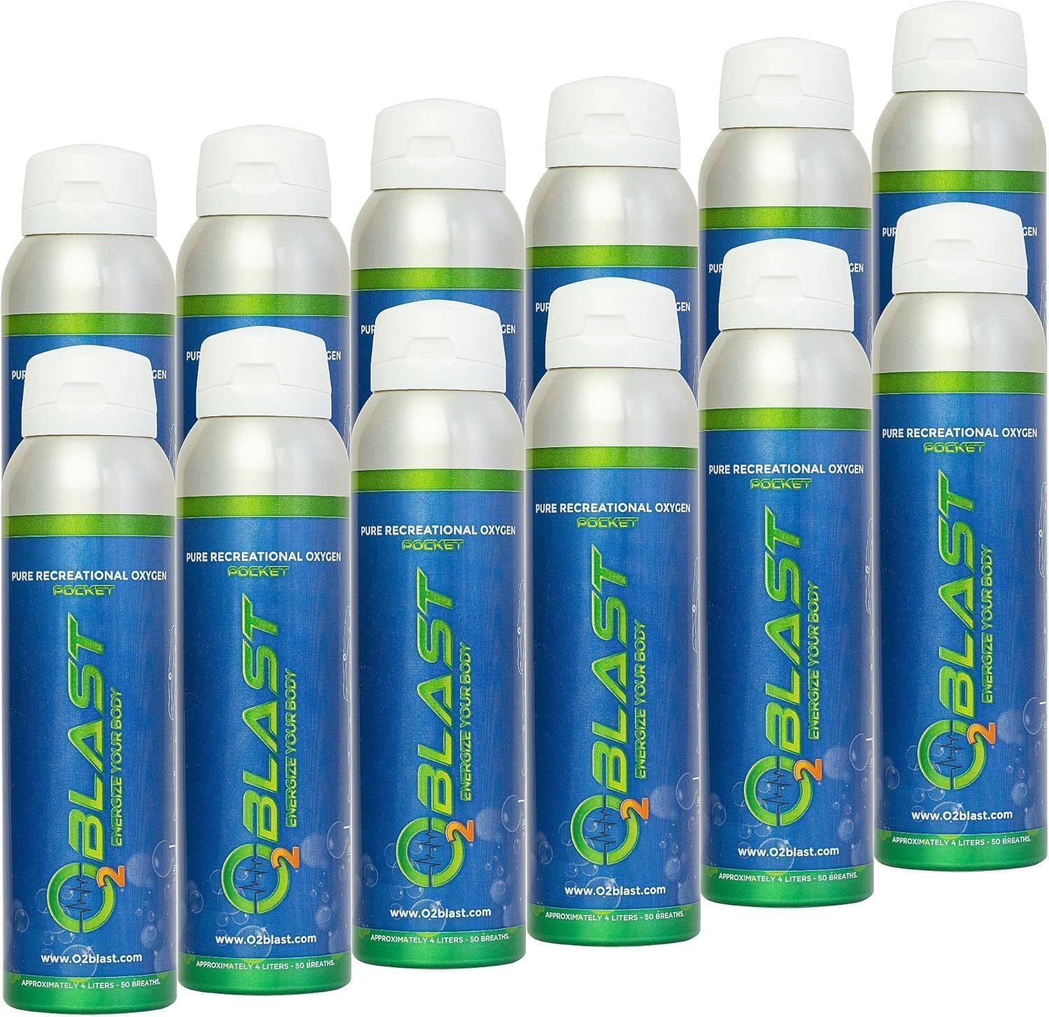 O2 Blast - 4L Portable Oxygen Can with Flip-Top Cap, Compact Design, 6-Pack