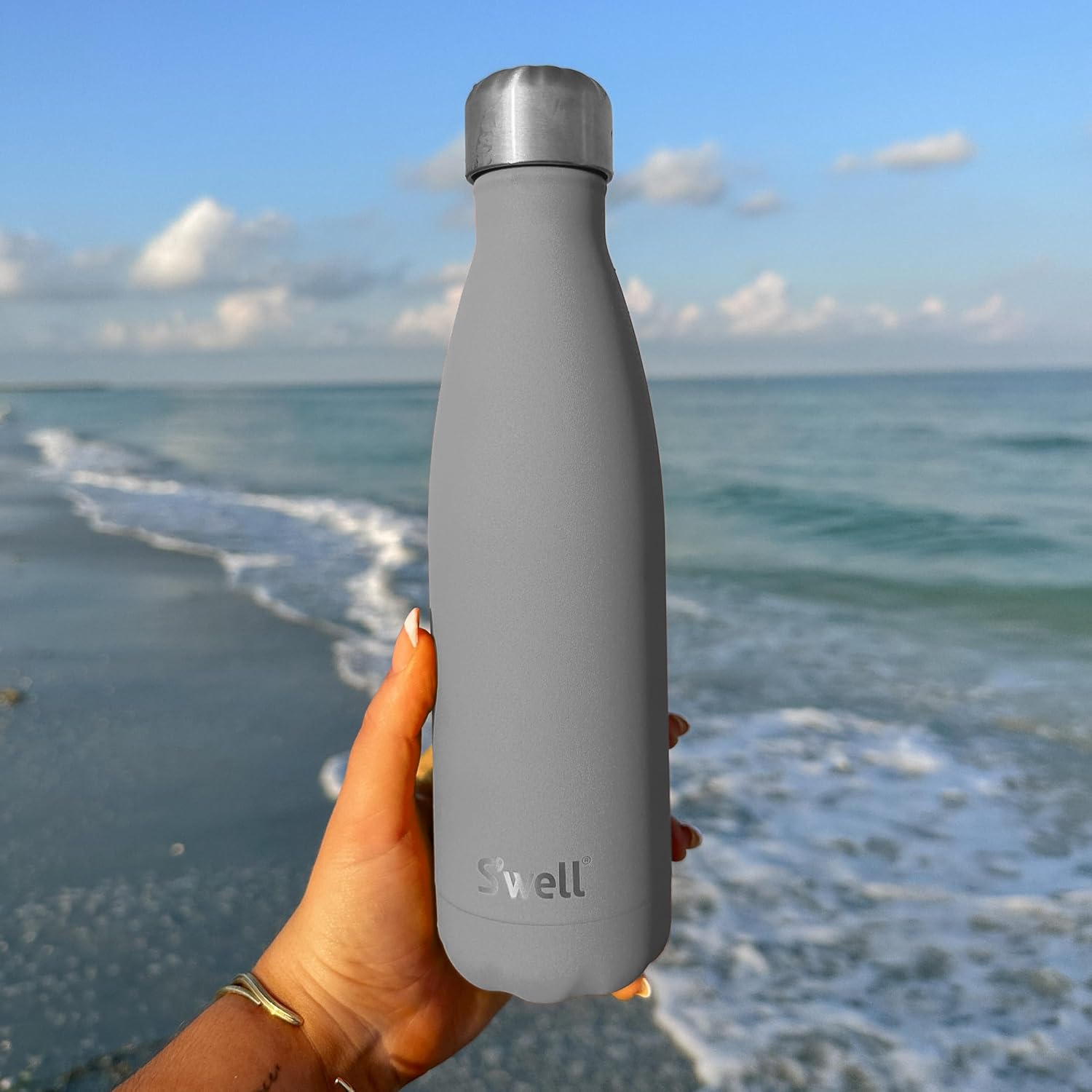S'well Stainless Steel Water Bottle, 17oz, Blue Suede, Triple-Layered Vacuum Insulated Containers Keeps Drinks Cold for 36 Hours and Hot for 18, BPA Free, Perfect for On the Go