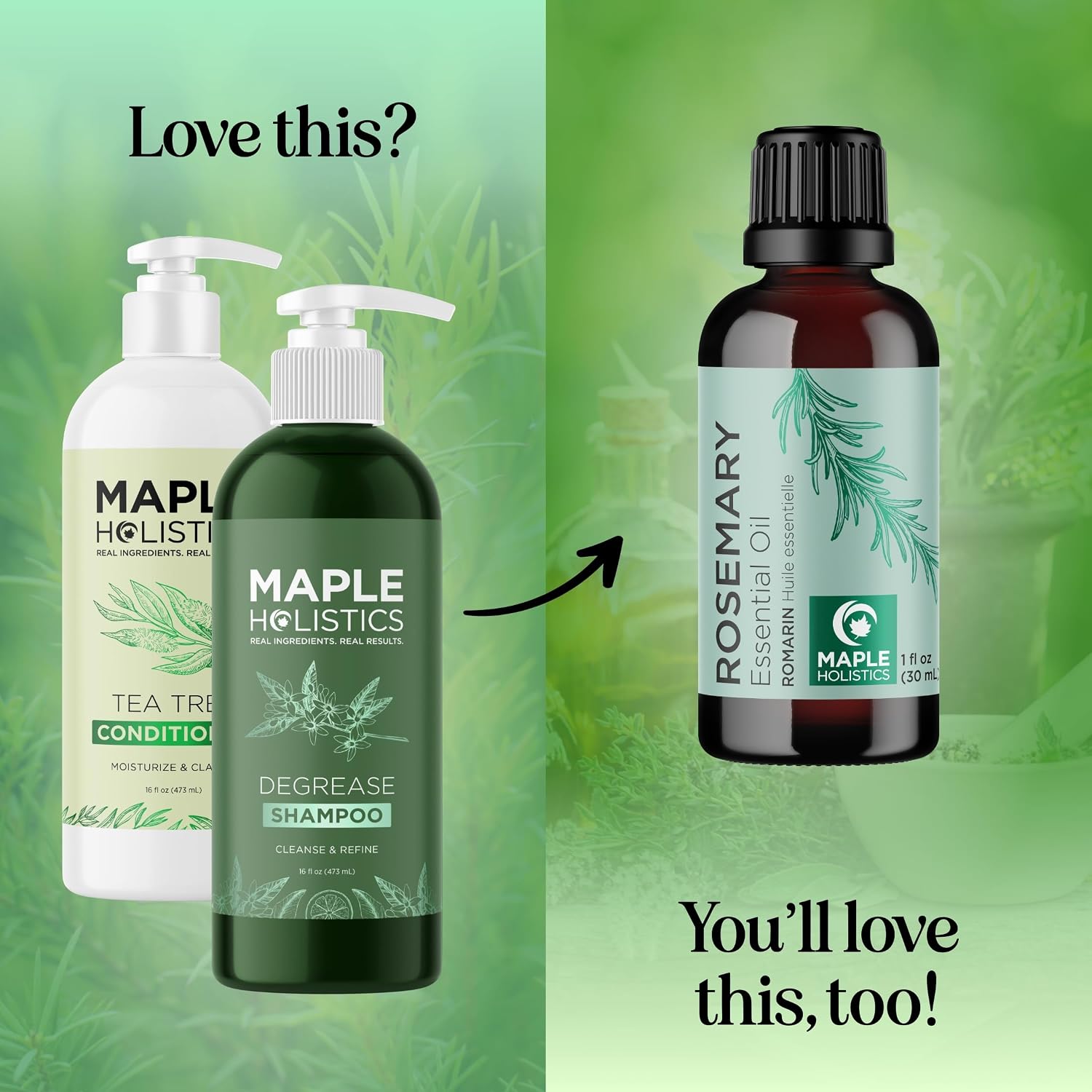 Sulfate Free Shampoo and Conditioner Set - Tea Tree Sage and Rosemary Shampoo and Conditioner for Dry Flaky Scalp Care - Deep Cleansing Color Safe Shampoo and Conditioner for Damaged Dry Hair Care