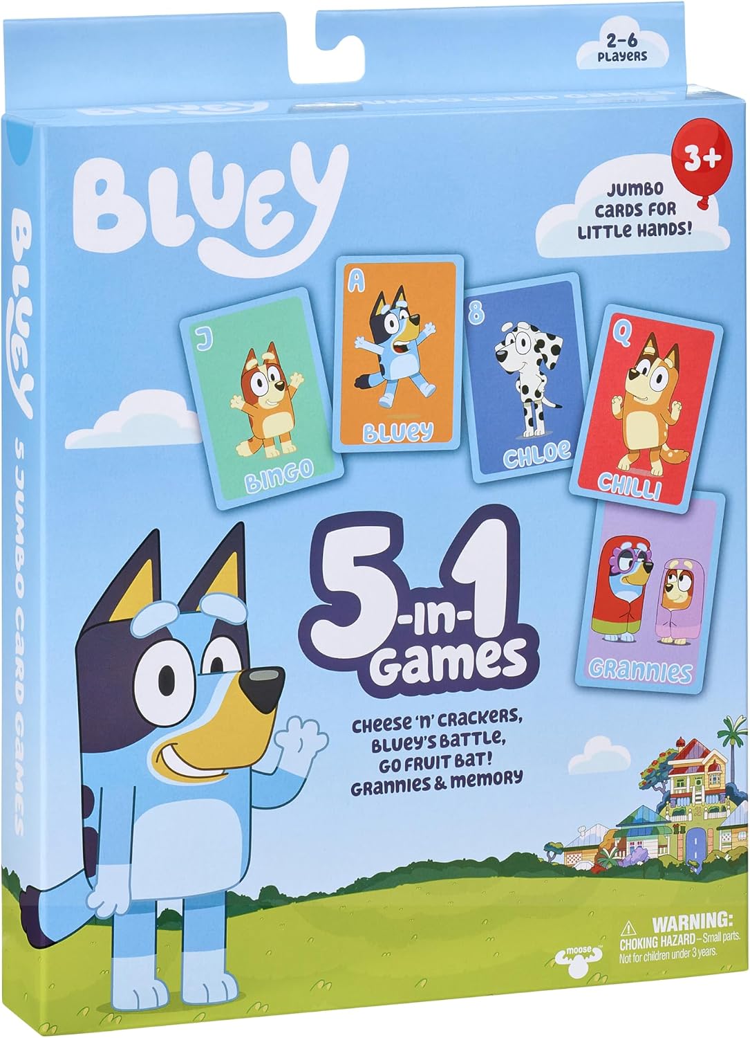 Moose 5-in-1 Bluey Card Game Set, Jumbo-Sized 53-Deck Toddler Game, Multi-Color Interactive Play Card Games for Kids of Ages 3+