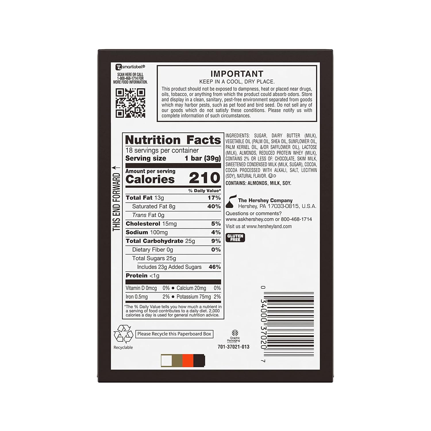SKOR Crisp Butter Toffee Chocolate Candy Bars, 1.4 oz, 18 ct | Crisp Butter Toffee Bars Covered in Chocolate, Kosher and Gluten Free