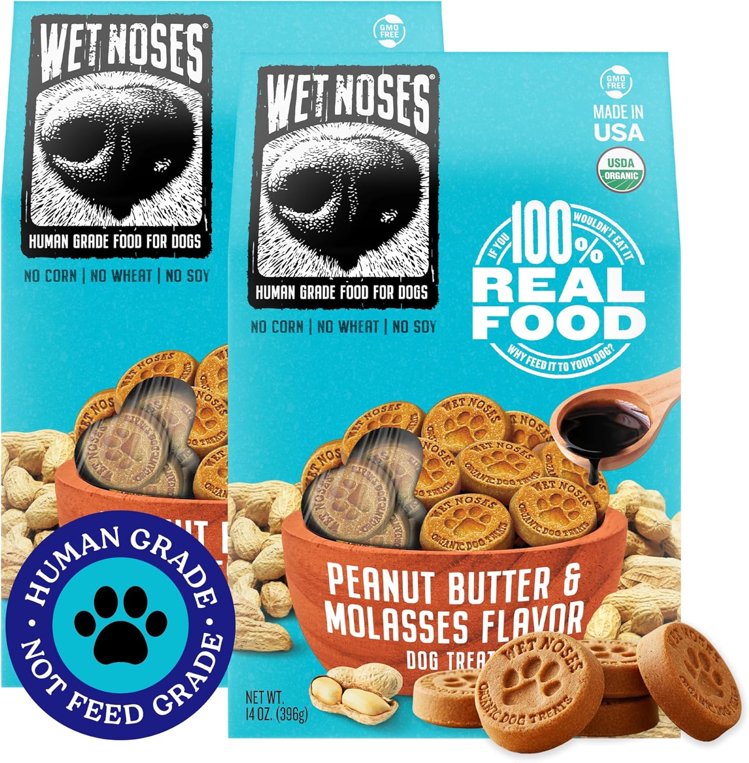 Wet Noses Organic Crunchy Dog Treats – All-Natural, Human-Grade, Non-GMO, Healthy Training & Delicious Snacks for Dogs
