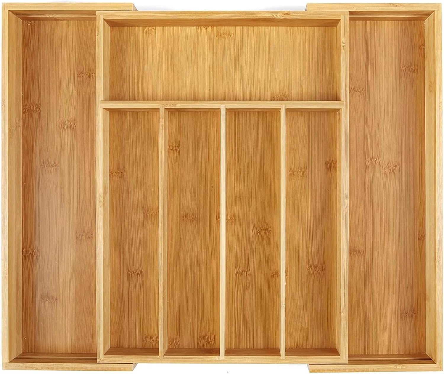 Utoplike Bamboo Expandable Kitchen Drawer Organizer Silverware Utensil Tray