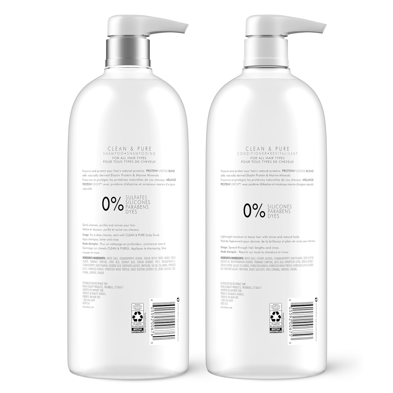Nexxus Clean & Pure Clarifying Shampoo + Conditioner Set 33.8 oz 2 ct