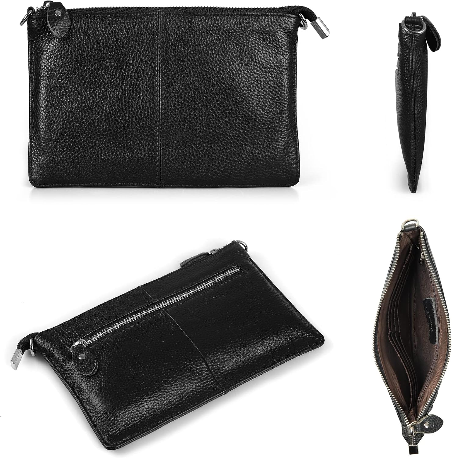 befen Genuine Leather Small Crossbody Bags for Women Wristlet Wallet Purses | Real Leather, RFID Blocking Card Slots, Wristlet Strap, Clutch Purse, Fit iPhone 17 Pro Max, Leather Handbags