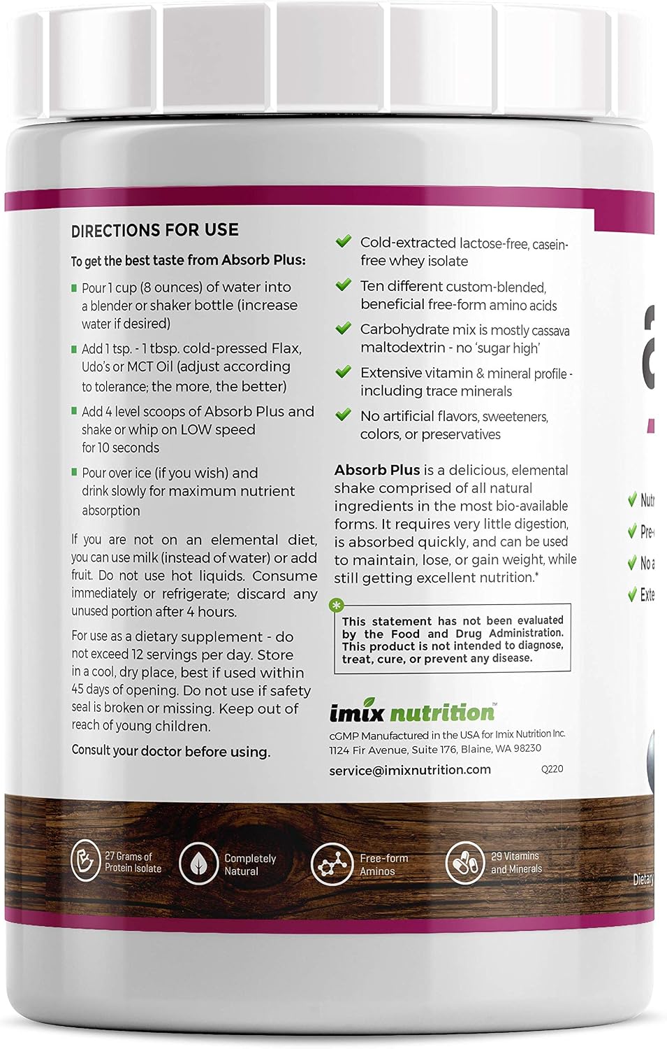 Isolate Protein - Diet Supplement for Improved Gut Health, Extra Nutritional Support, Non-GMO, Gluten-Free, Lactose-Free, Casein-Free (2.2 Lbs, Simply Vanilla)