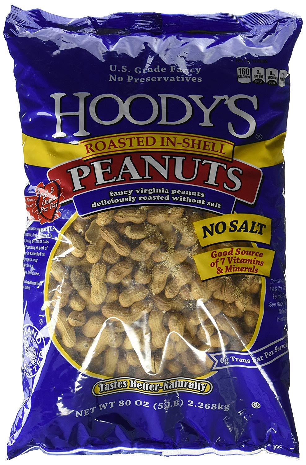 Hoody's In-Shell Classic Roast Peanuts Unsalted 5 Pounds - PACK OF 2