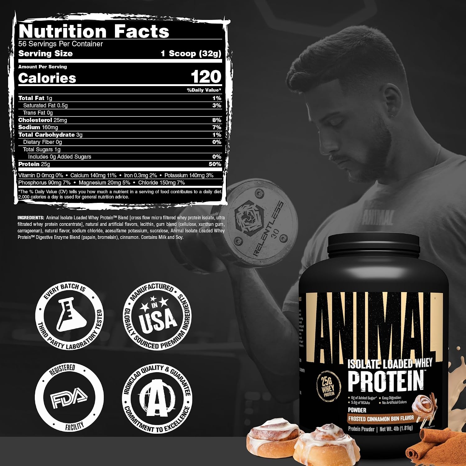 Animal Whey Isolate Protein Powder - Loaded for Pre & Post Workout Muscle Builder and Recovery with Digestive Enzymes for Men & Women - 25g Protein, Great Taste, Low Sugar - Chocolate 2 lbs