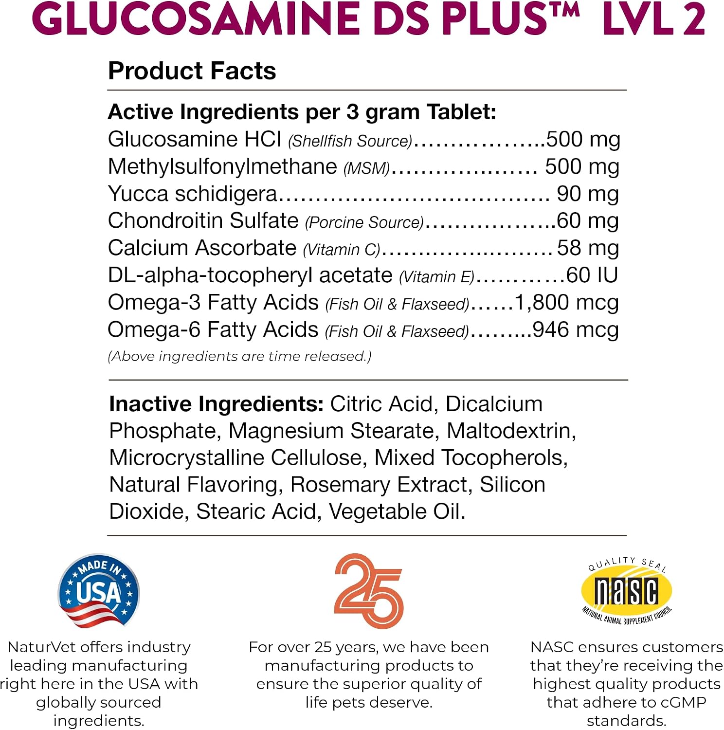 NaturVet – Glucosamine DS Plus - Level 2 Moderate Care – Supports Healthy Hip & Joint Function – Enhanced with Glucosamine, MSM & Chondroitin – for Dogs & Cats–70 Soft Chews