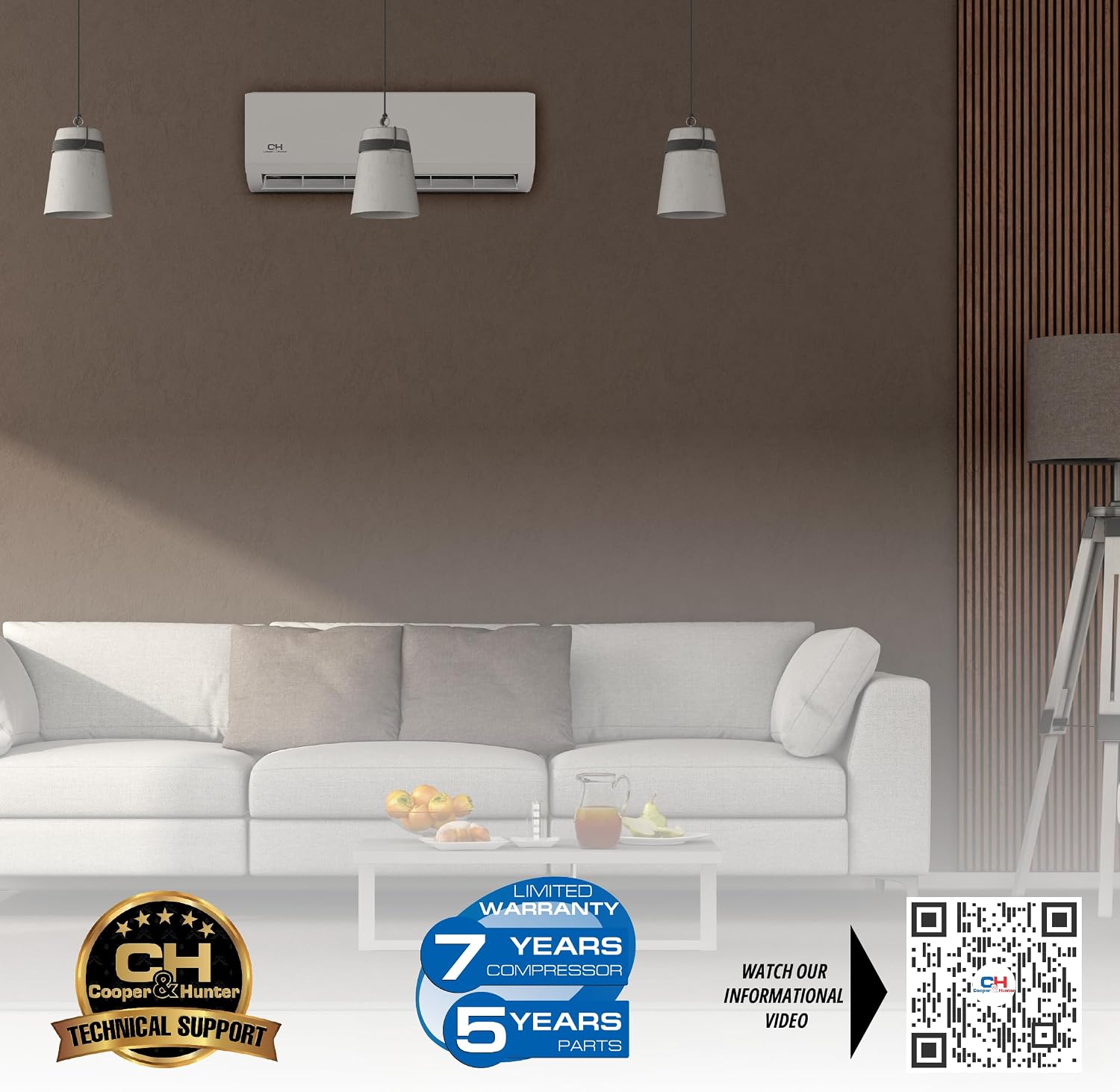 Cooper & Hunter 48,000 BTU 4-Zone Wall Mount Mini Split, 24 SEER2, 230V | 9K+12K+12K+24K BTU, Smart Kits, 25FT Install Kits, Heat Pump, Inverter, Pre-Charged, 4 Ton, Cooling & Heating, Ductless