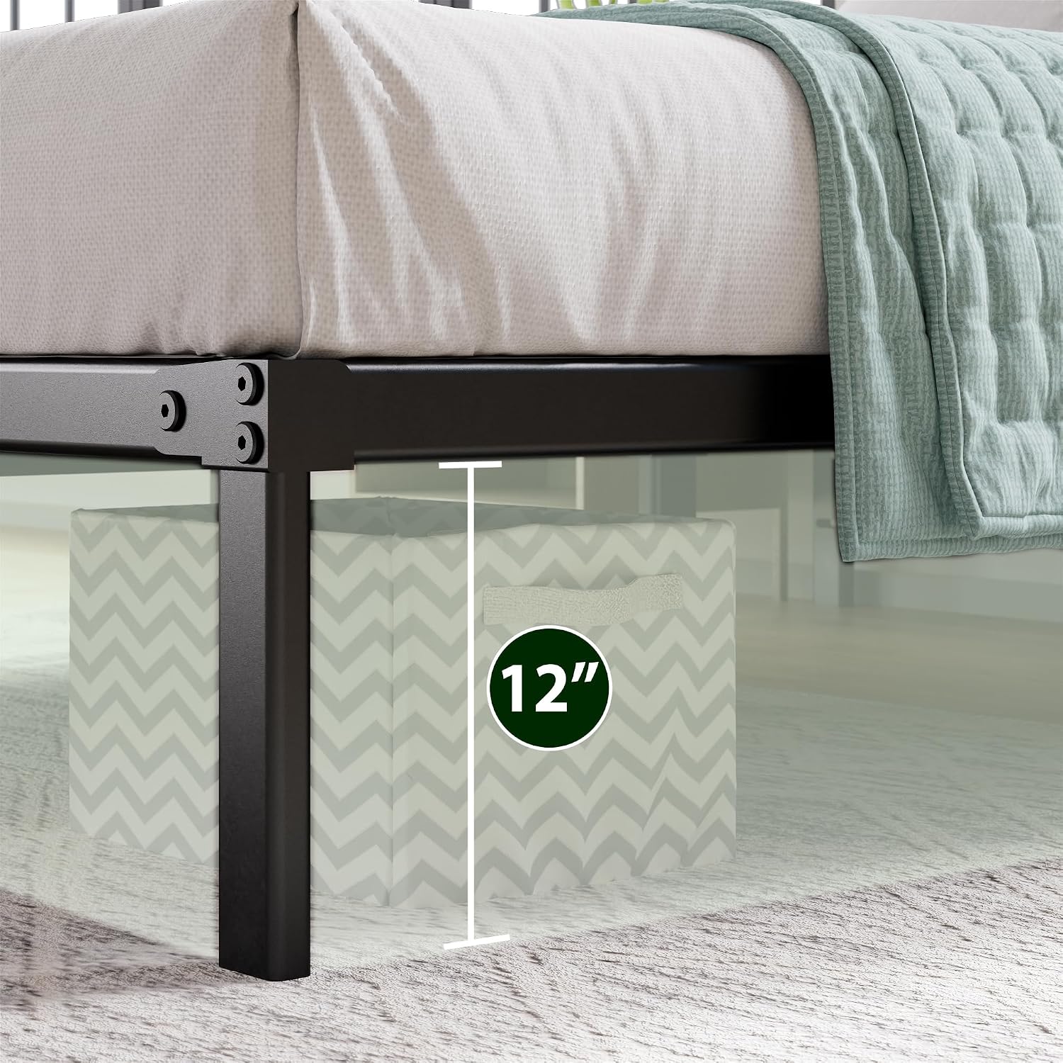 ZINUS Van 16 Inch Metal Platform Bed Frame / Steel Slat Support / No Box Spring Needed / Easy Assembly, Full