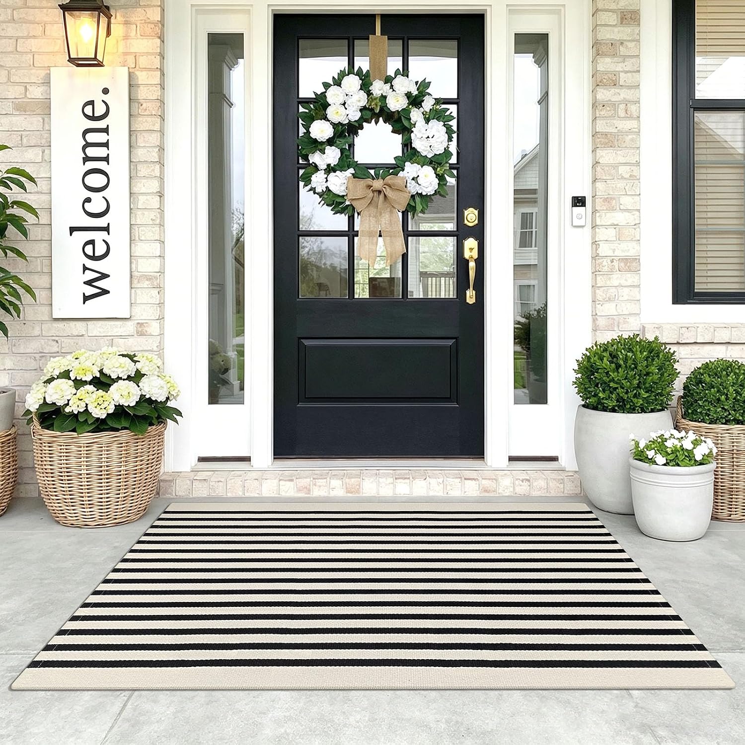 KOZYFLY Black and White Area Rug 3x5 Ft Washable