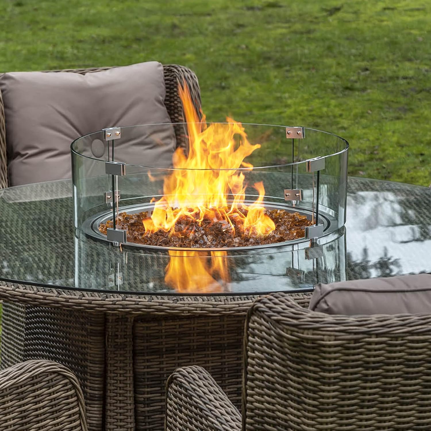 Onlyfire 10 lbs Fire Glass Rocks for Gas Propane Fire Pit and Fireplace