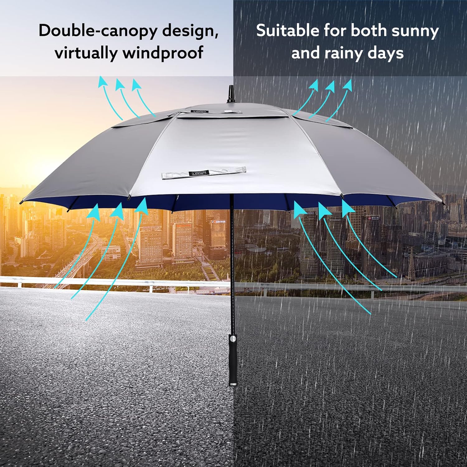 G4Free UV Golf Beach Umbrella 68”Auto Open Extra Large Sun Shade Umbrellas