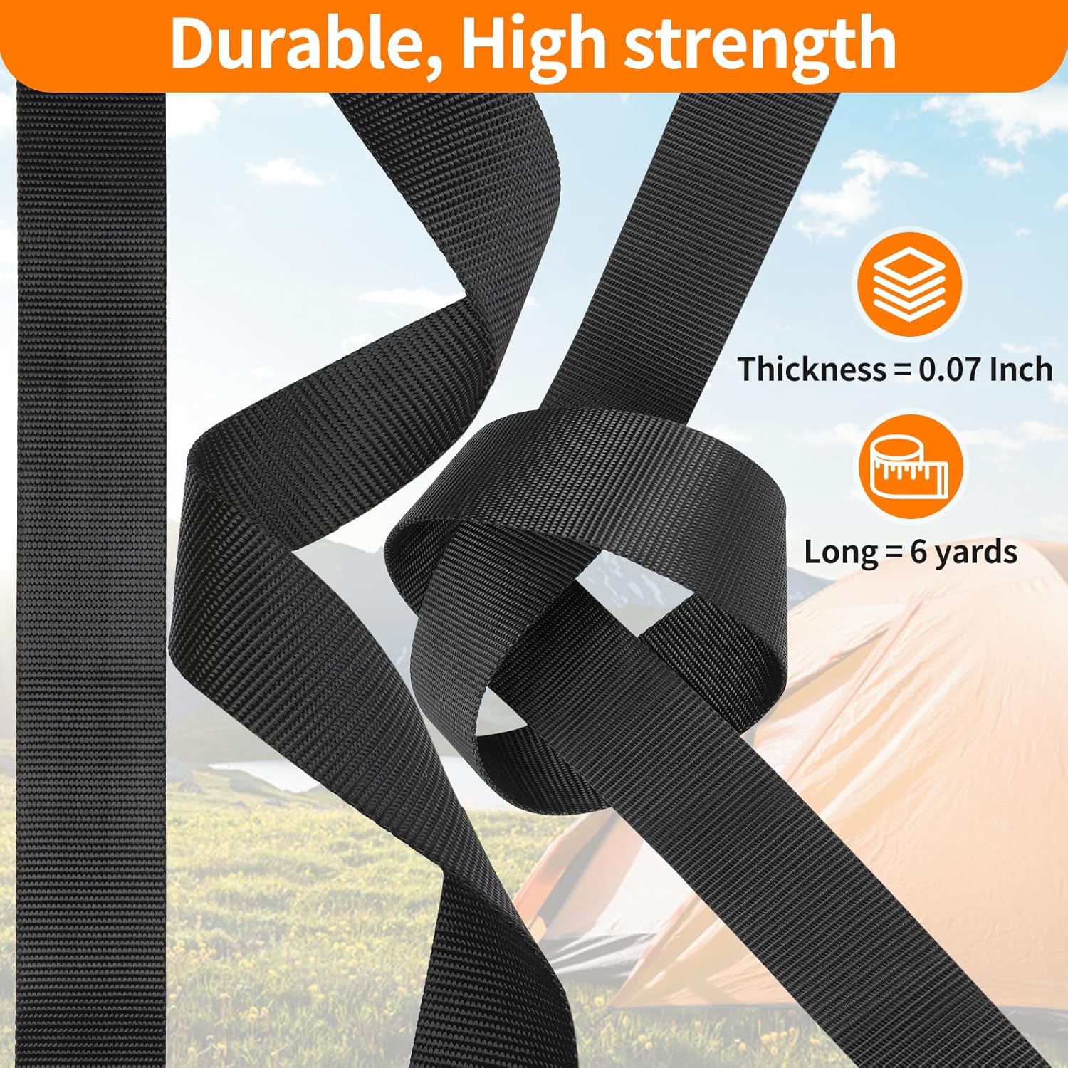 BEYOURD Buckles and Straps Set 1": 6 Yards of Thick Nylon Webbing, 6-Pack Heavy Duty Adjustable Quick Side Release Plastic Buckles