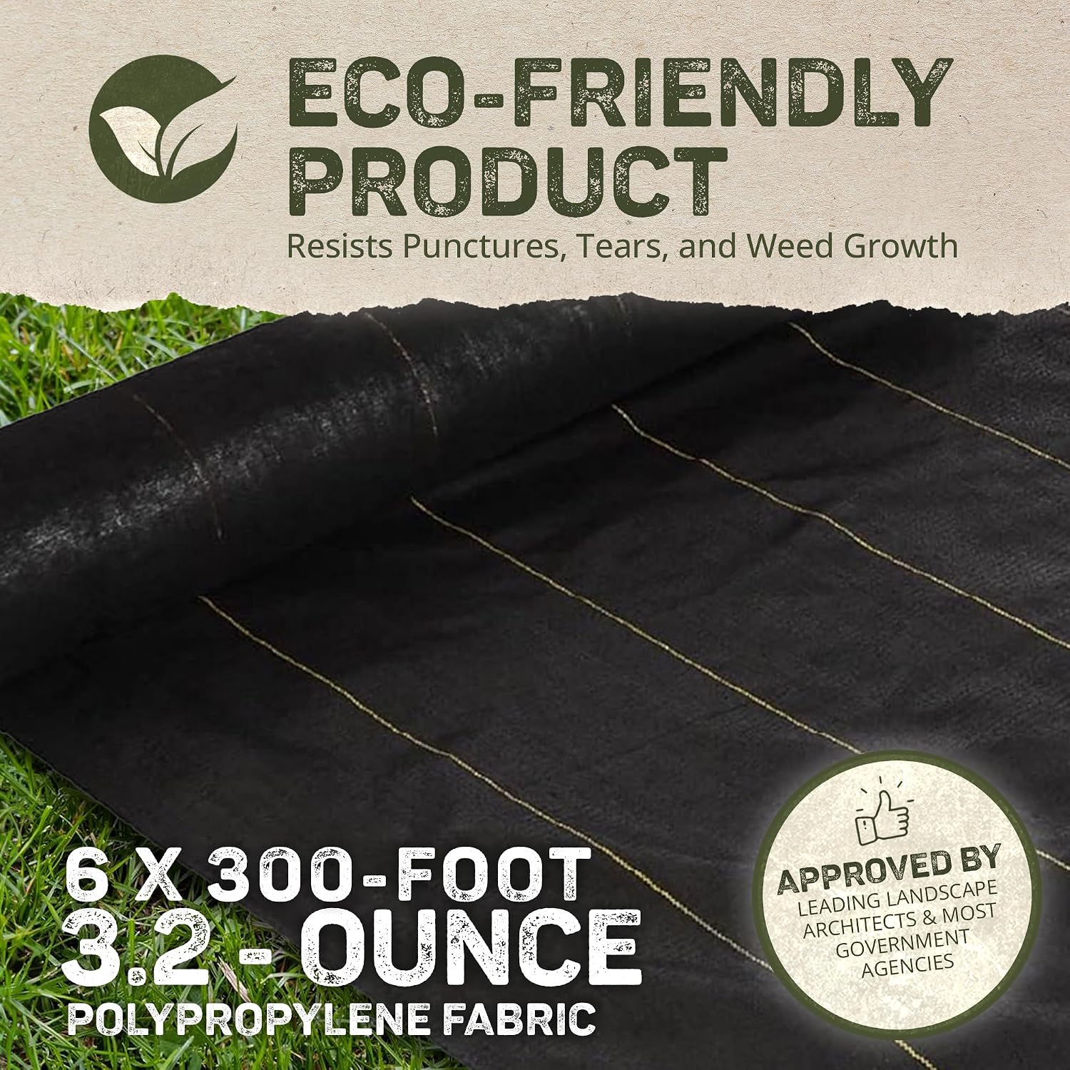 Dewitt Sunbelt Weed Barrier Fabric, 3.2 oz, 3 x 300 Feet – Heavy-Duty Ground Cover Mat for Greenhouse Floors, Garden Rows, Raised Beds, Grass and Yard Gardening, and Outdoor Landscape Protection | Ground Cover Mat for Greenhouse Floors, Garden Rows, Rais…