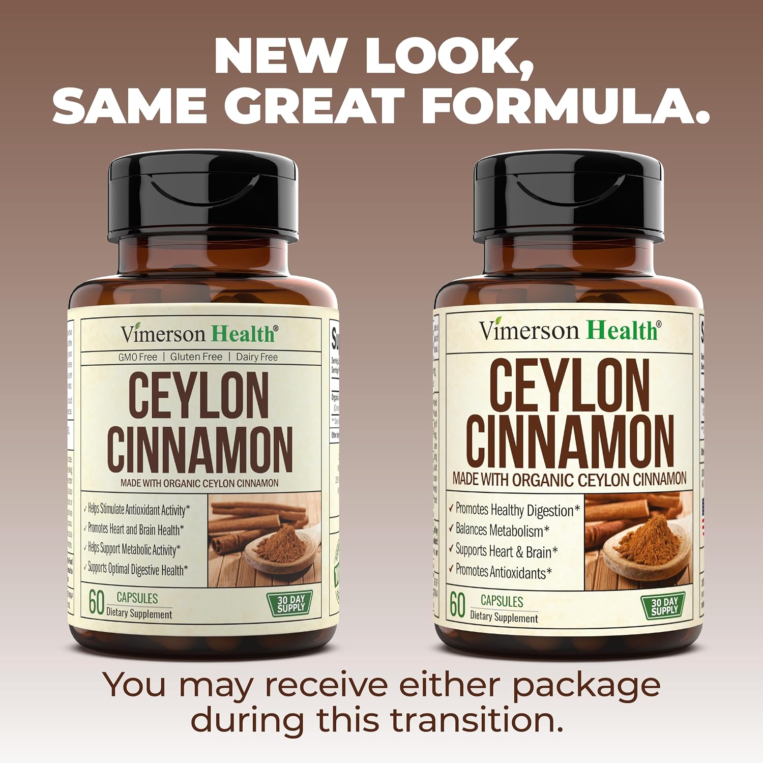 Organic Ceylon Cinnamon Capsules - Ceylon True Cinnamon Supplements (Canela de Ceylan) for Inflammation Balance, Cognitive Function, Metabolic
